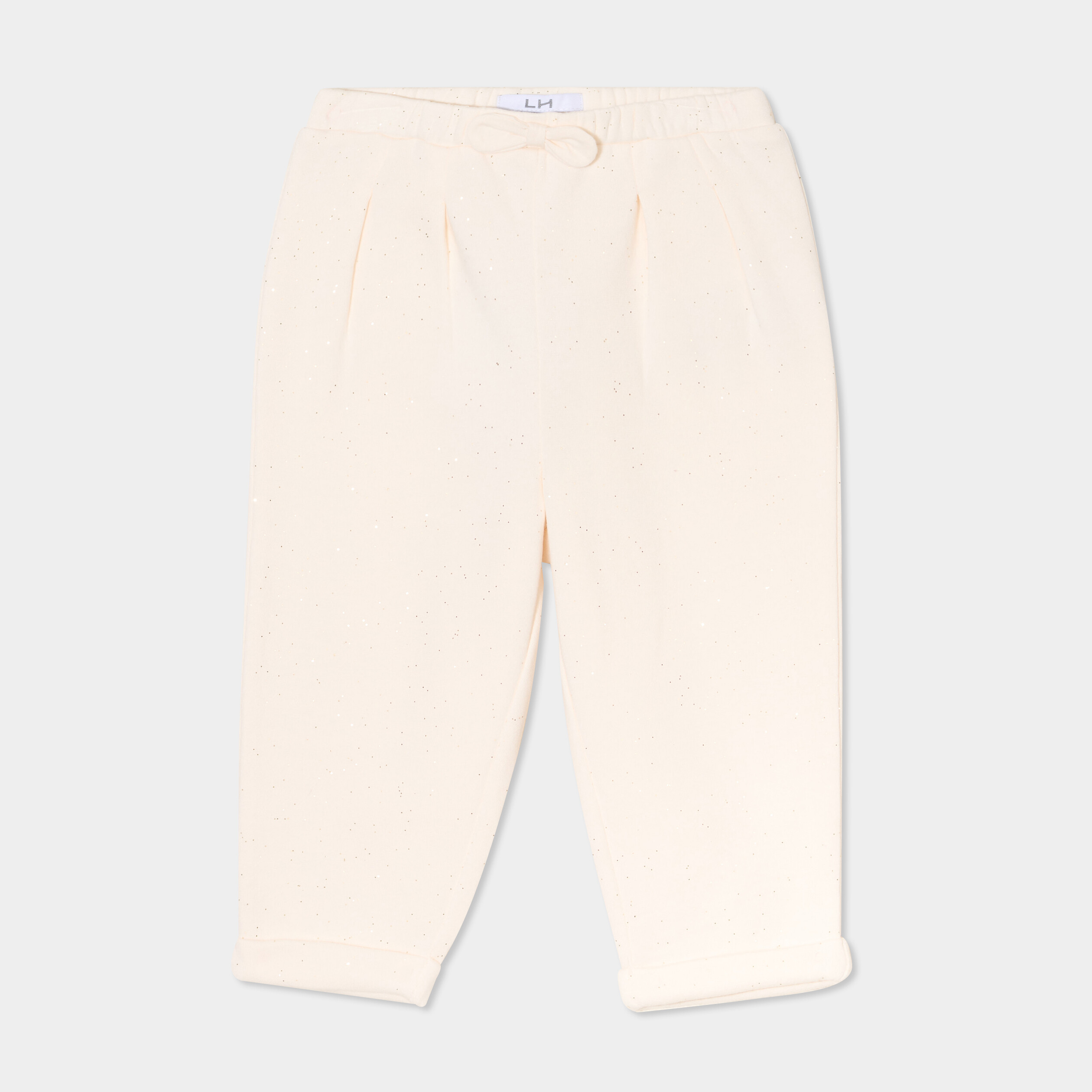 pantalon jogging paillettes et noeud creme bebef Pantalon jogging paillettes et noeud creme bébé fille