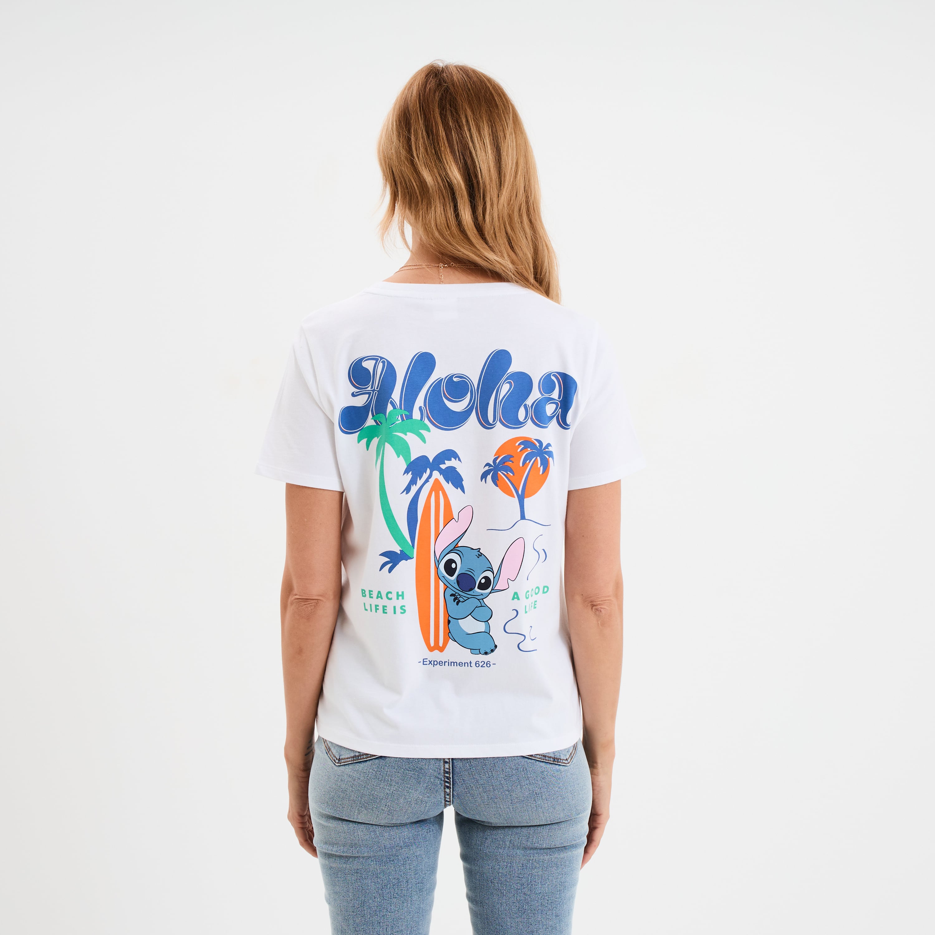 T-shirt manches courtes Stitch blanc femme