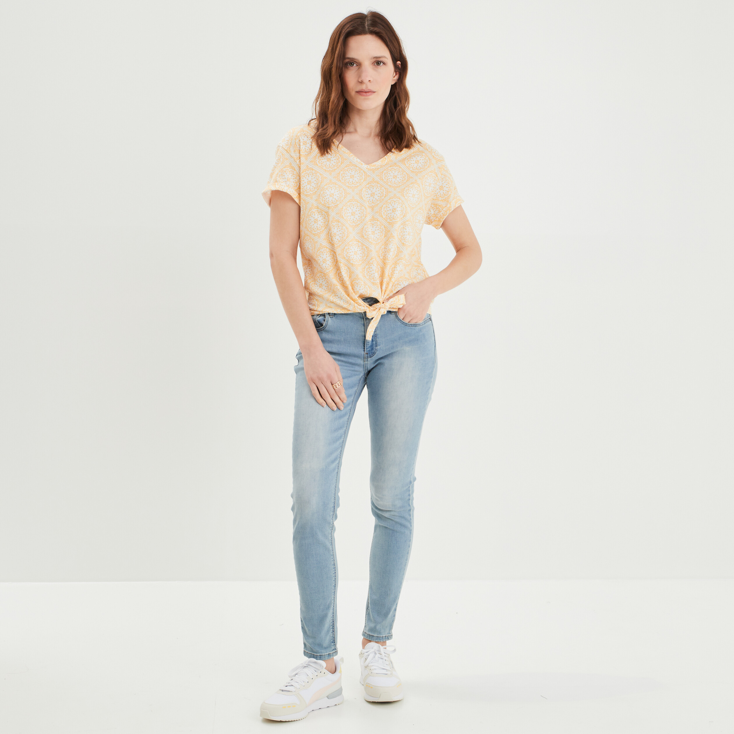 T-shirt manches courtes jaune femme