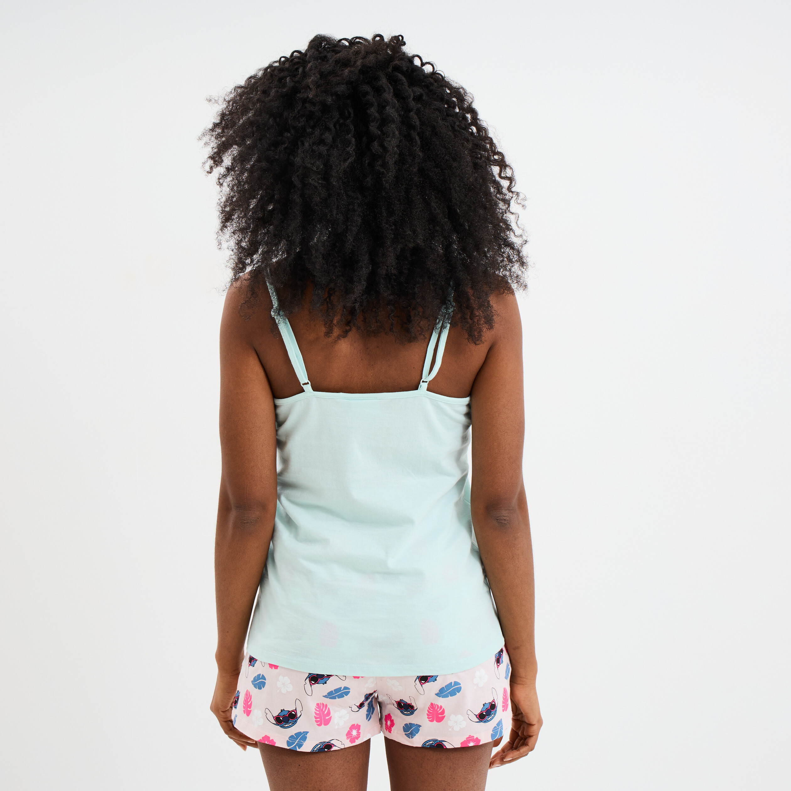 ensemble pyjama short debardeur stitch bleu turquoise femme Ensemble pyjama short débardeur Stitch bleu turquoise femme