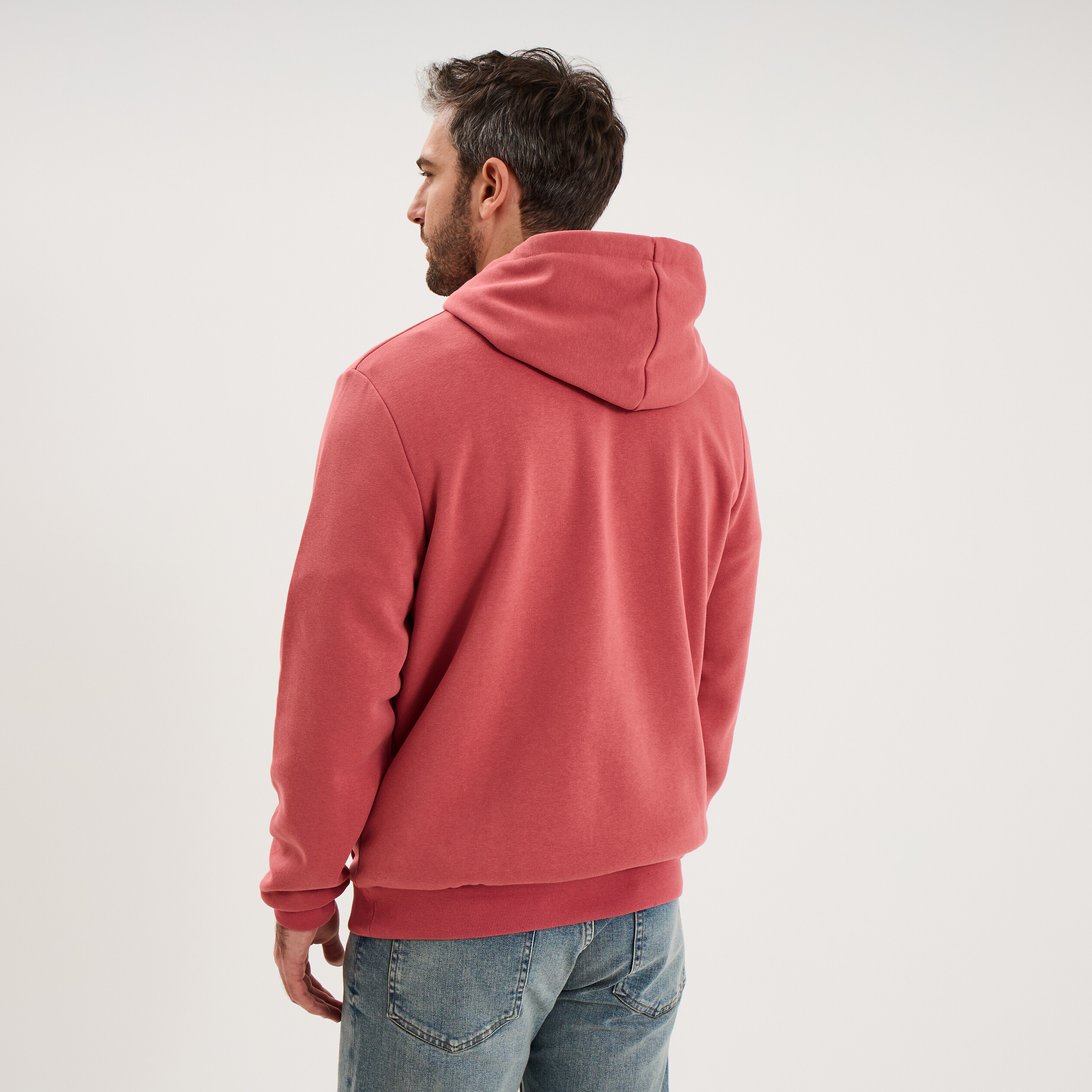 Sweat molleton &agrave; capuche hoodie vieux rose homme
