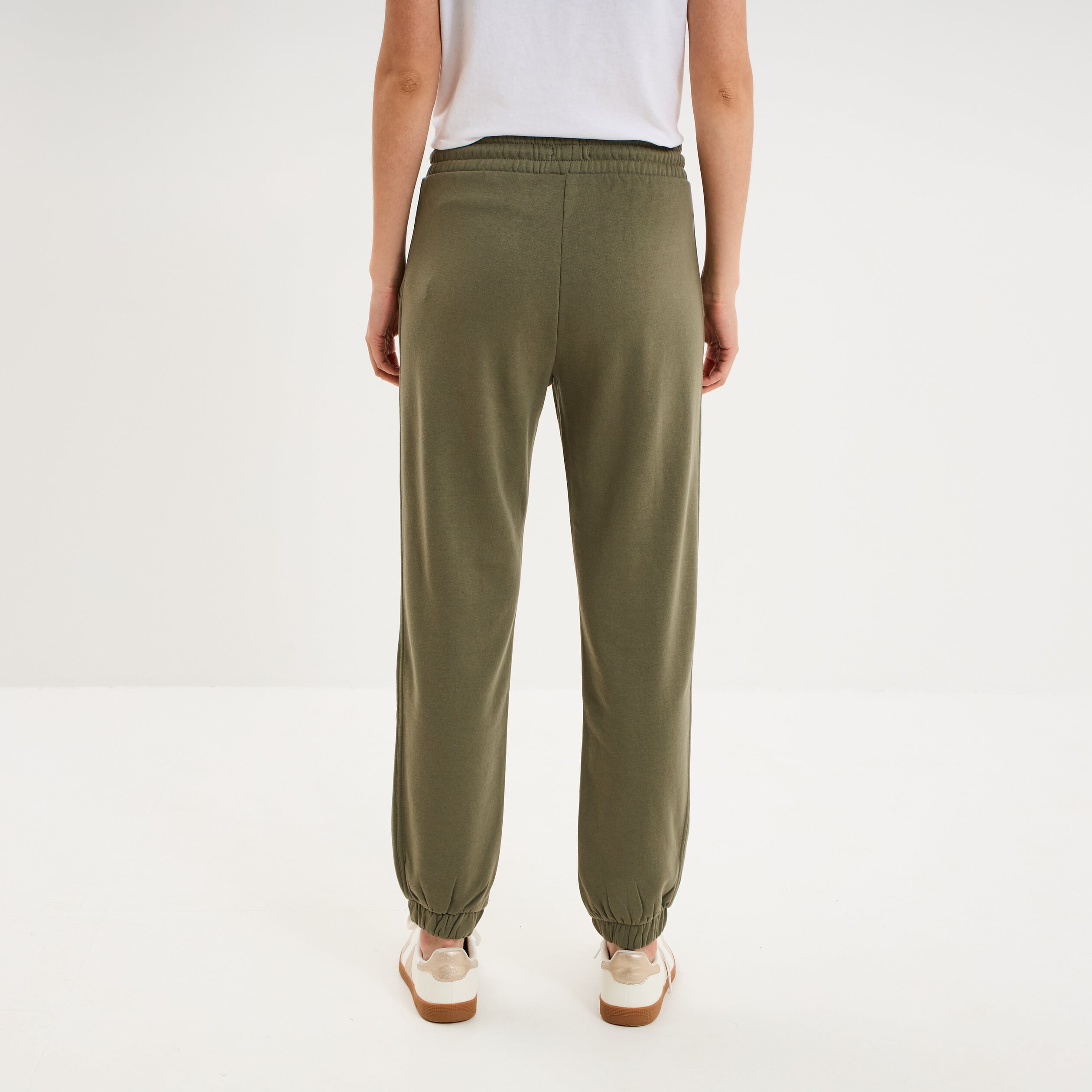 Pantalon de jogging molletonn&eacute; vert kaki femme
