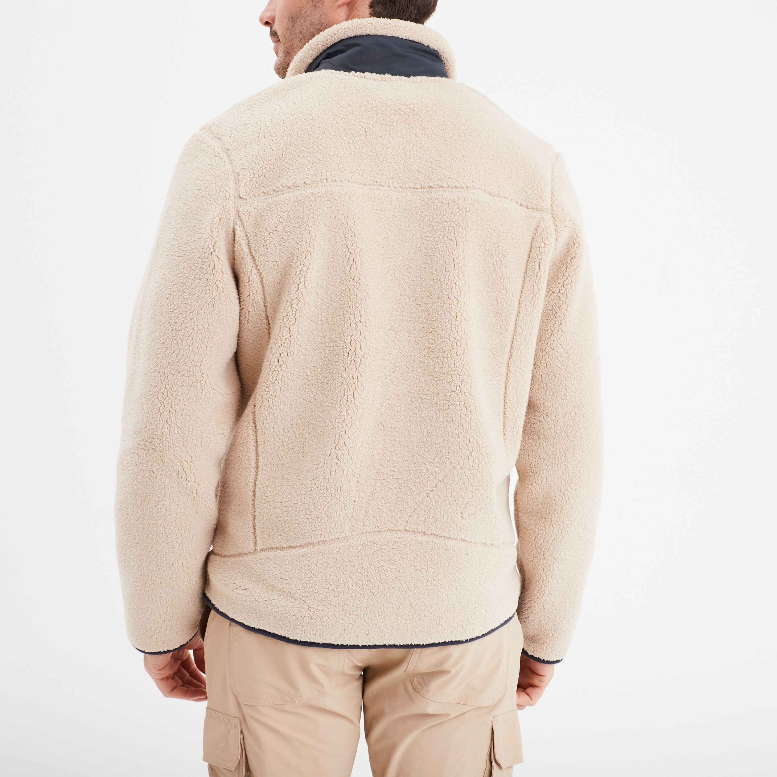 Veste effet sherpa zipp&eacute;e 3 poches beige homme