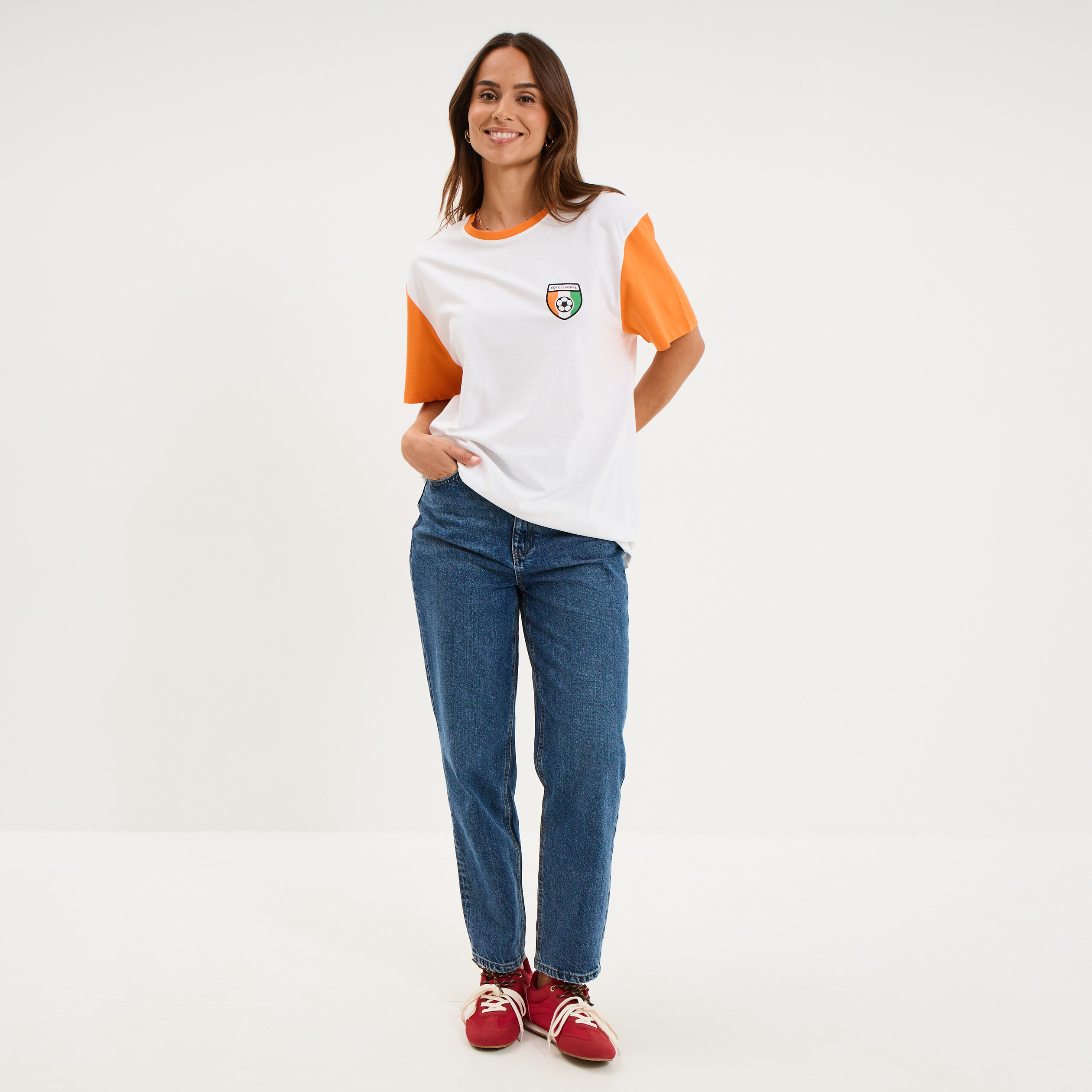 T-shirt maillot football C&ocirc;te d'Ivoire blanc mixte