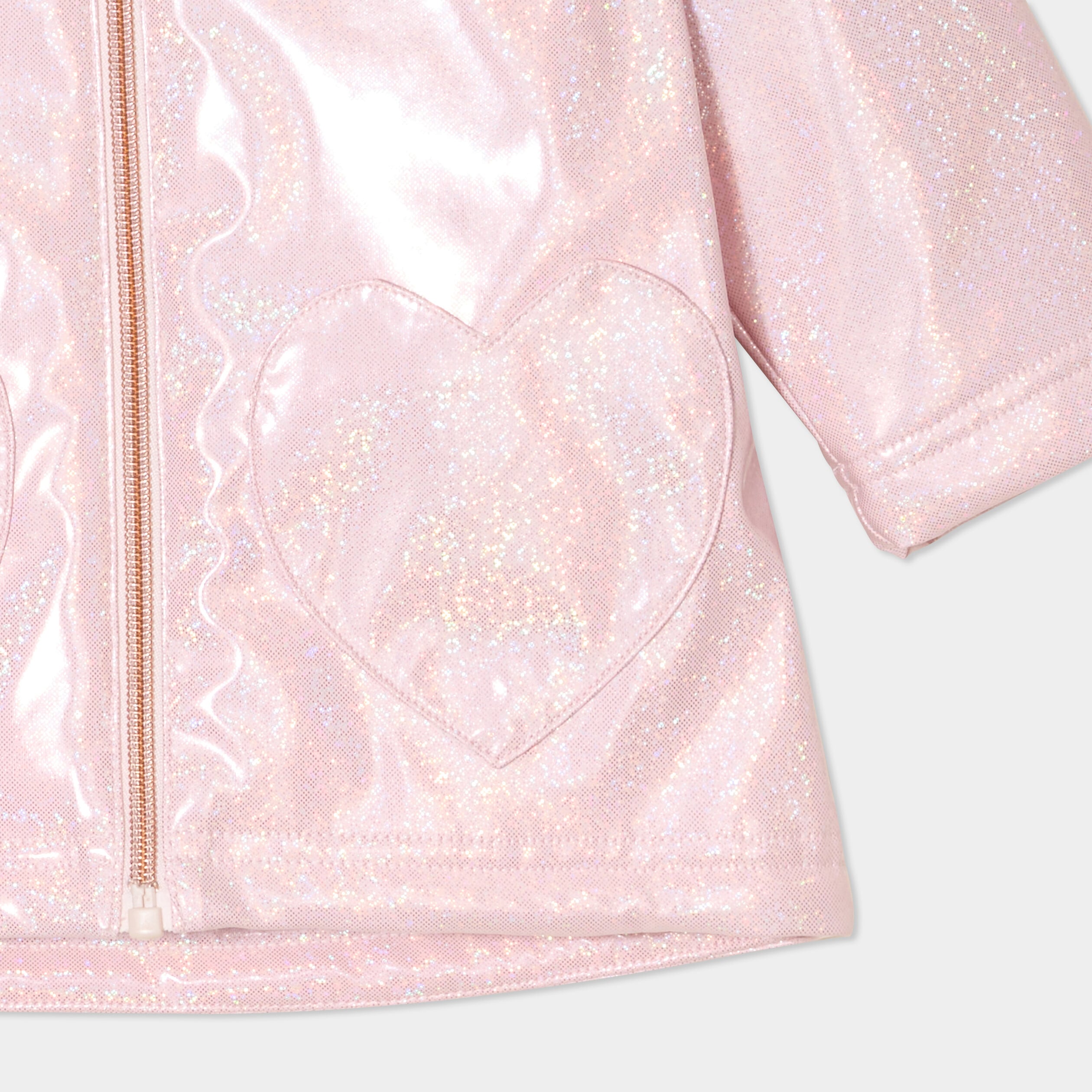 Coupe-vent imperm&eacute;able &agrave; paillettes rose clair b&eacute;b&eacute; fille