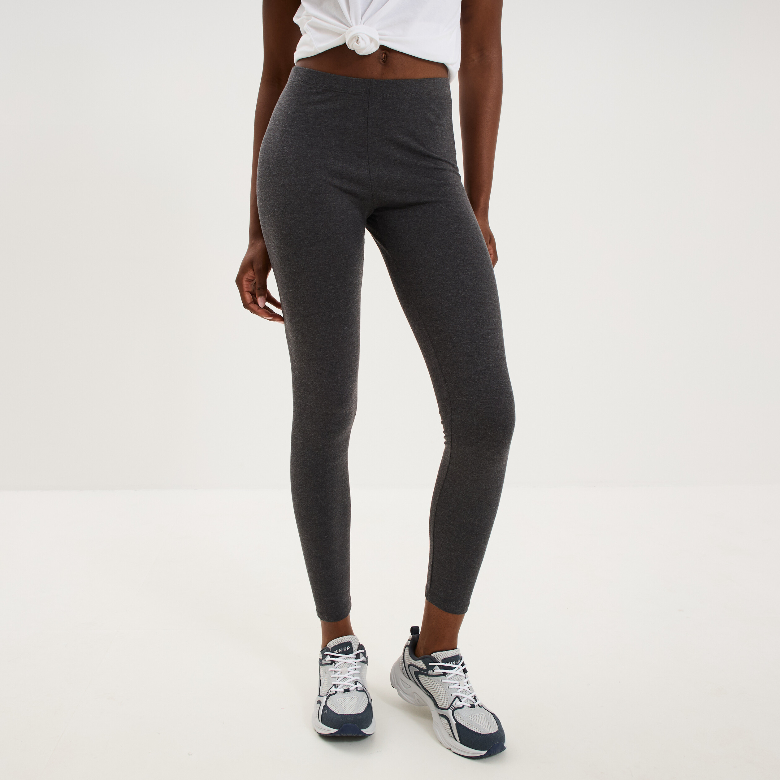 Legging taille haute gris fonc&eacute; femme