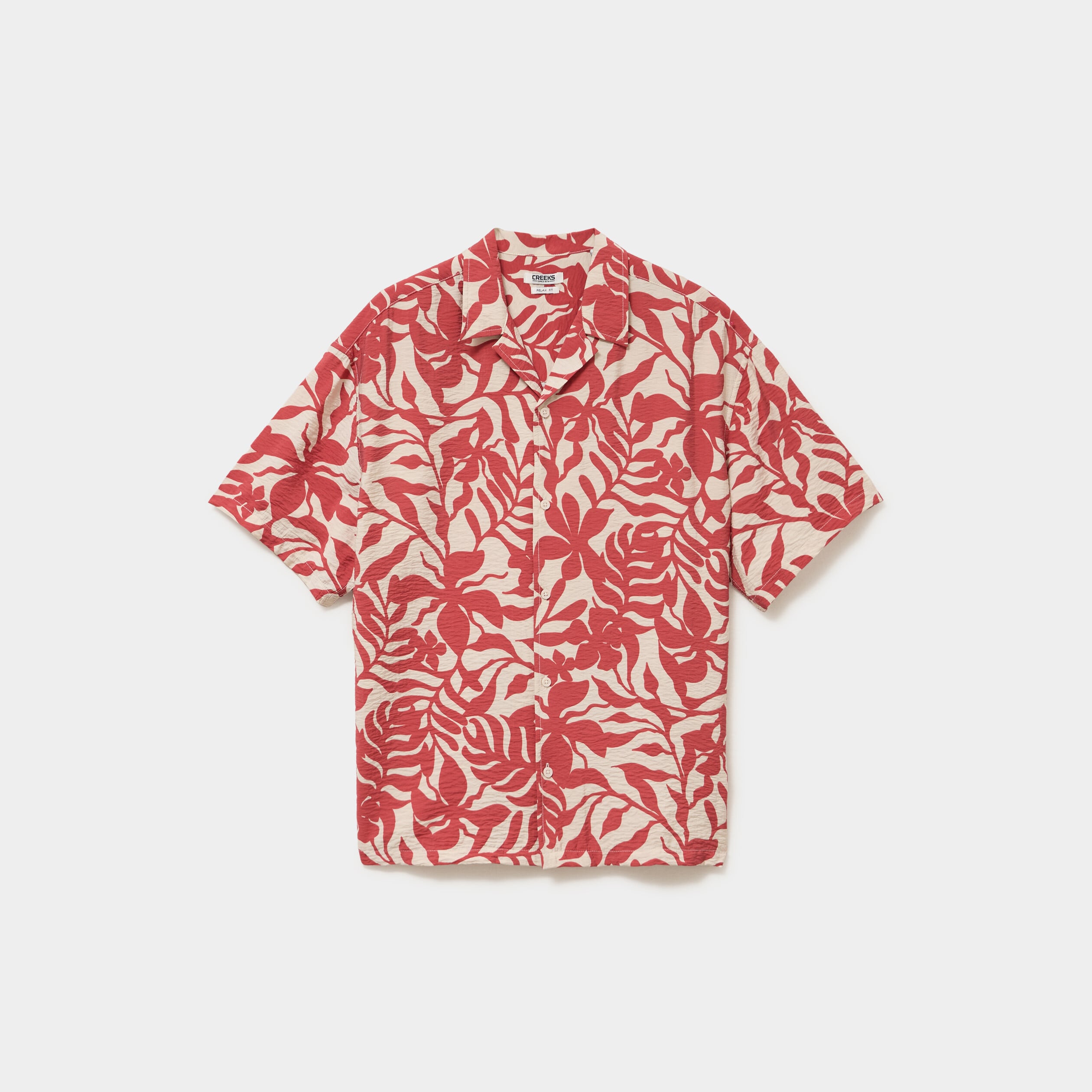 Chemise l&eacute;g&egrave;re textur&eacute;e manches courtes orange clair homme