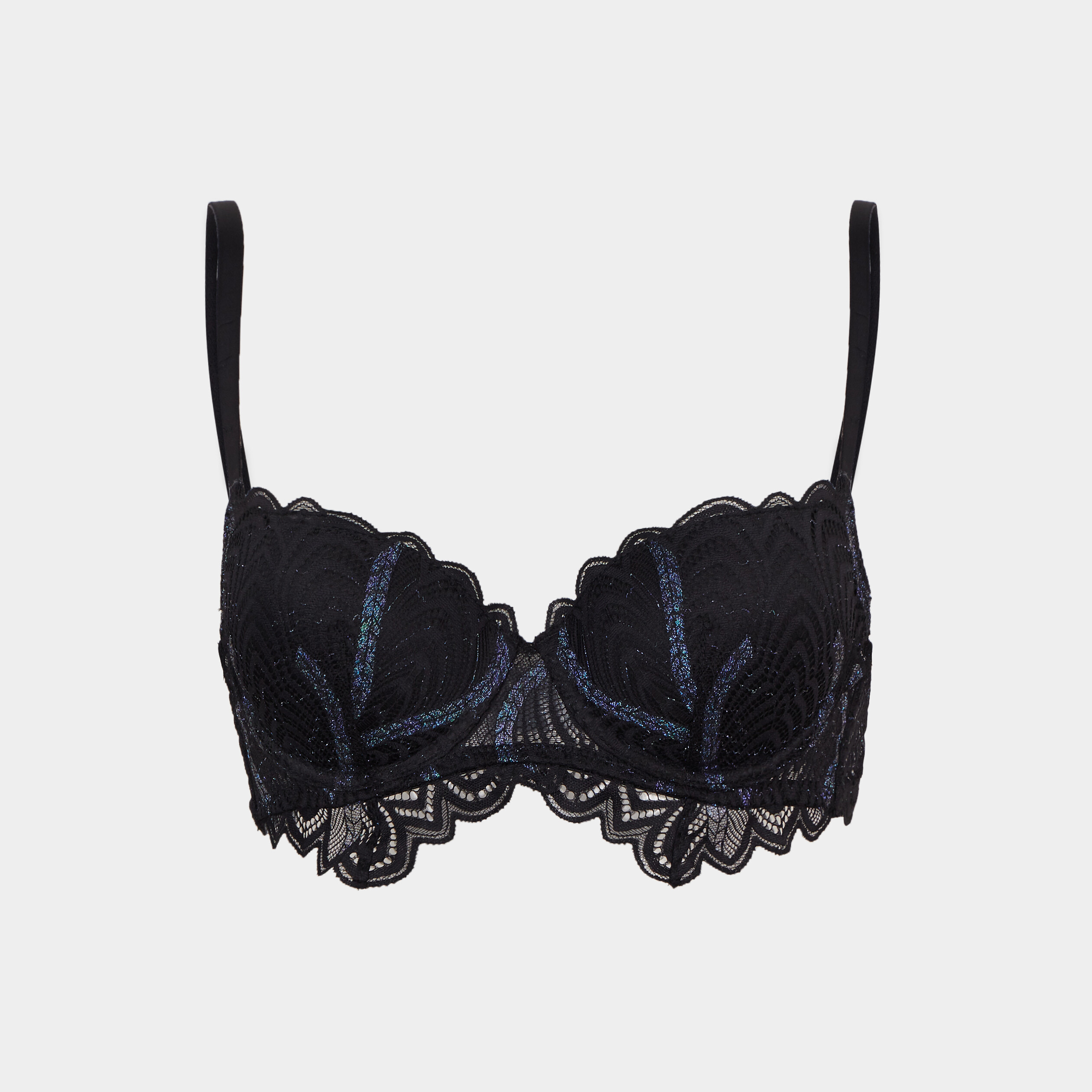 Soutien-gorge corbeille padd&eacute; dentelle noir femme