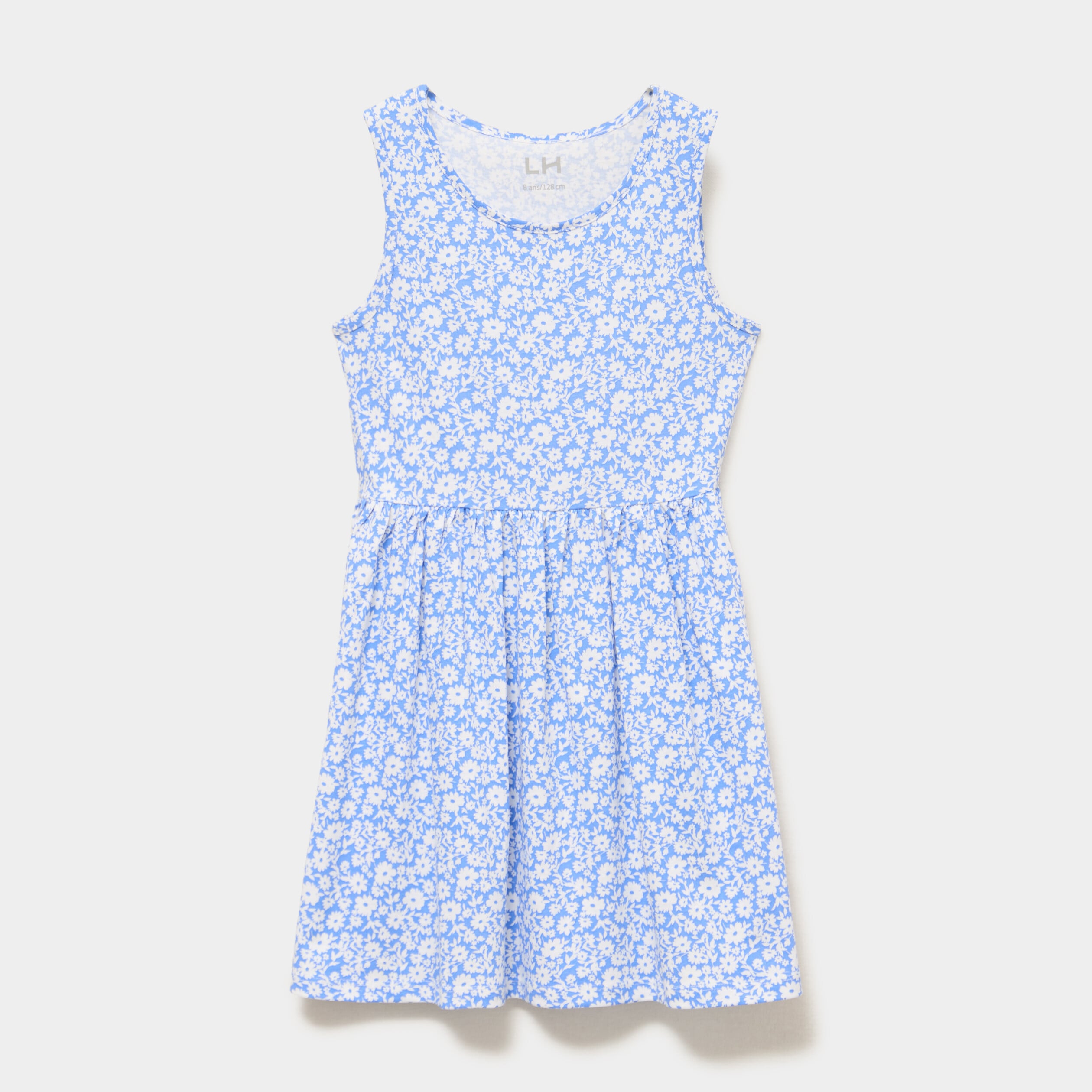 Robe patineuse sans manches coton bleu fille