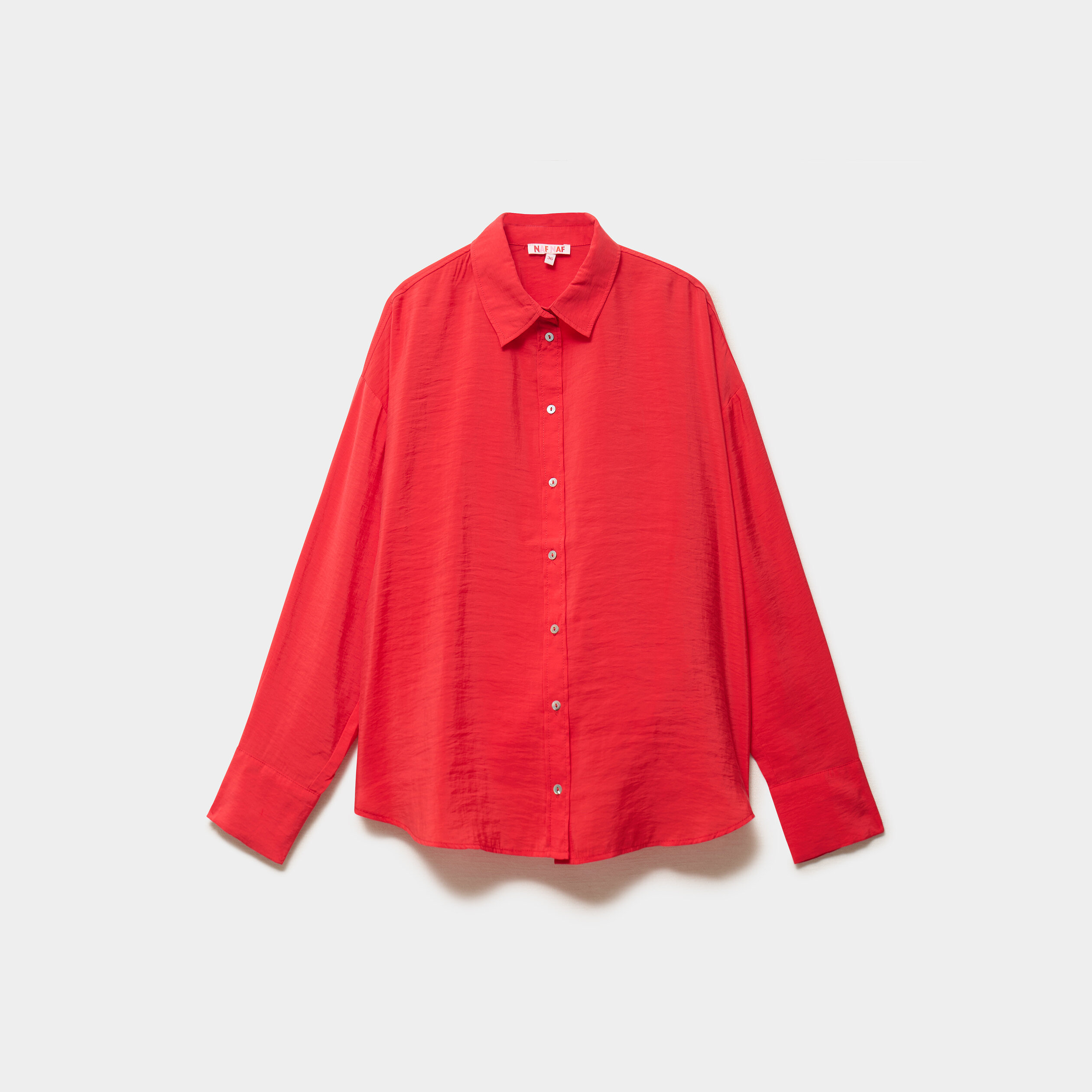 Chemise fluide manches longues oversize rouge femme