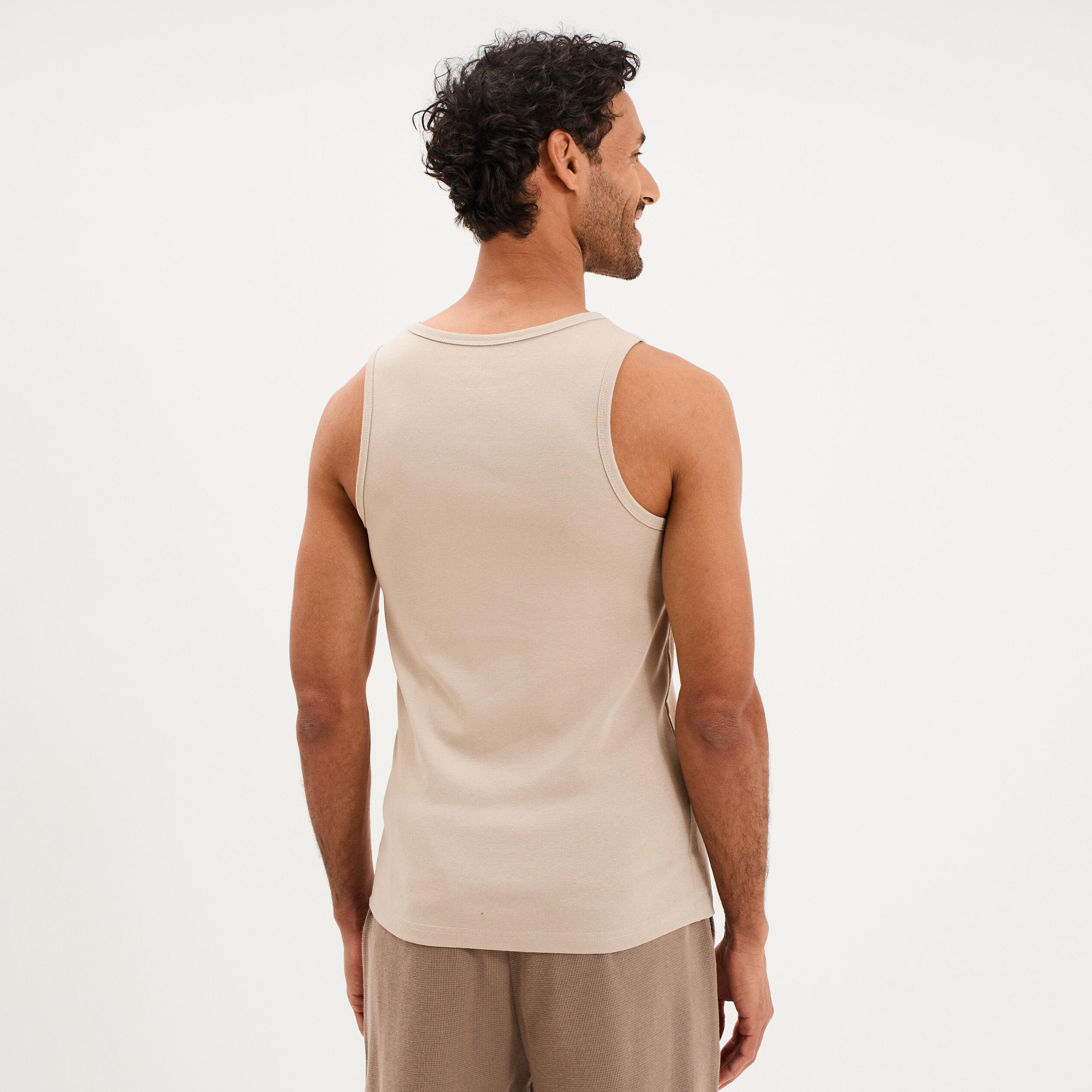 D&eacute;bardeur droit coton bretelles larges gris clair homme