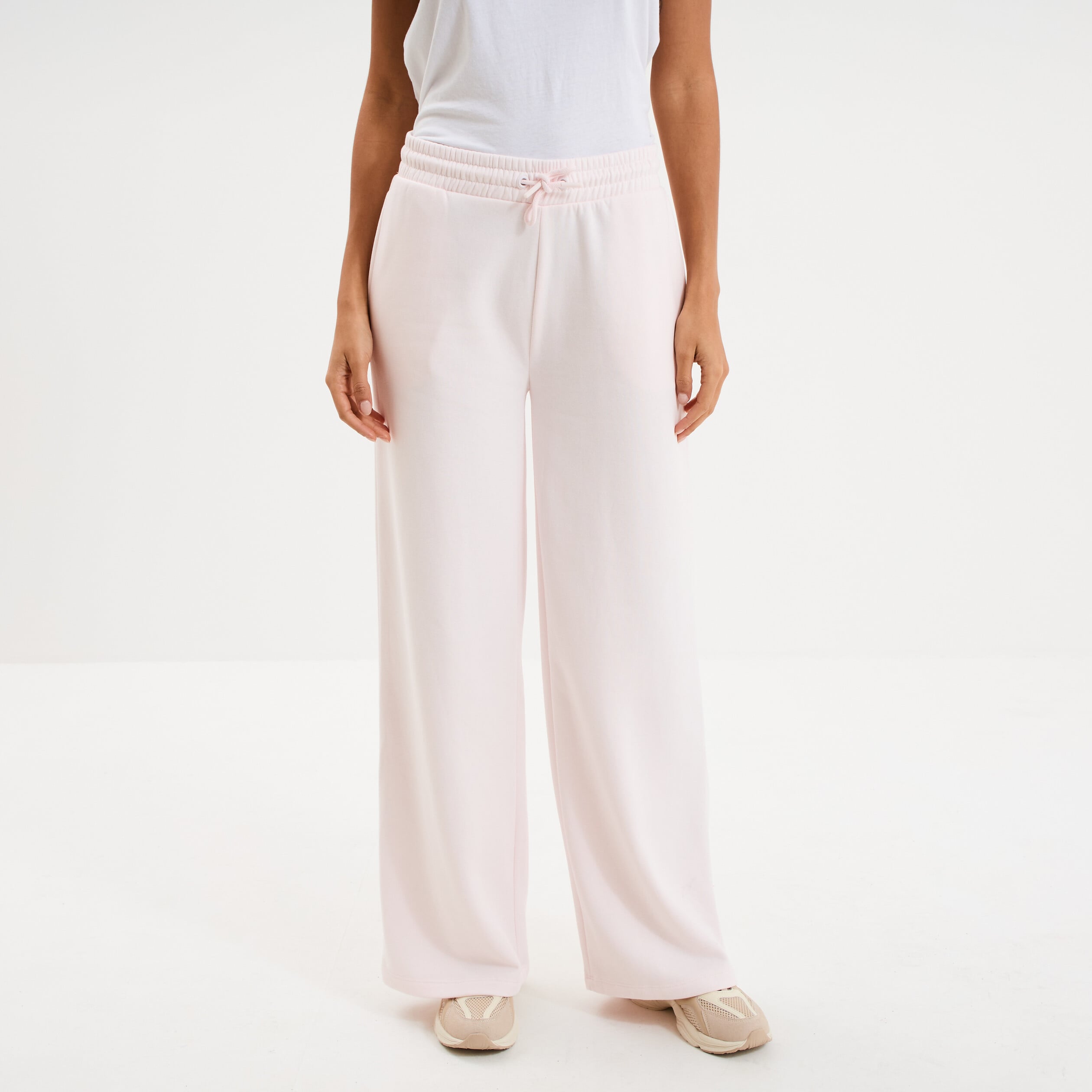 Pantalon jogging large taille &eacute;lastiqu&eacute;e rose clair femme