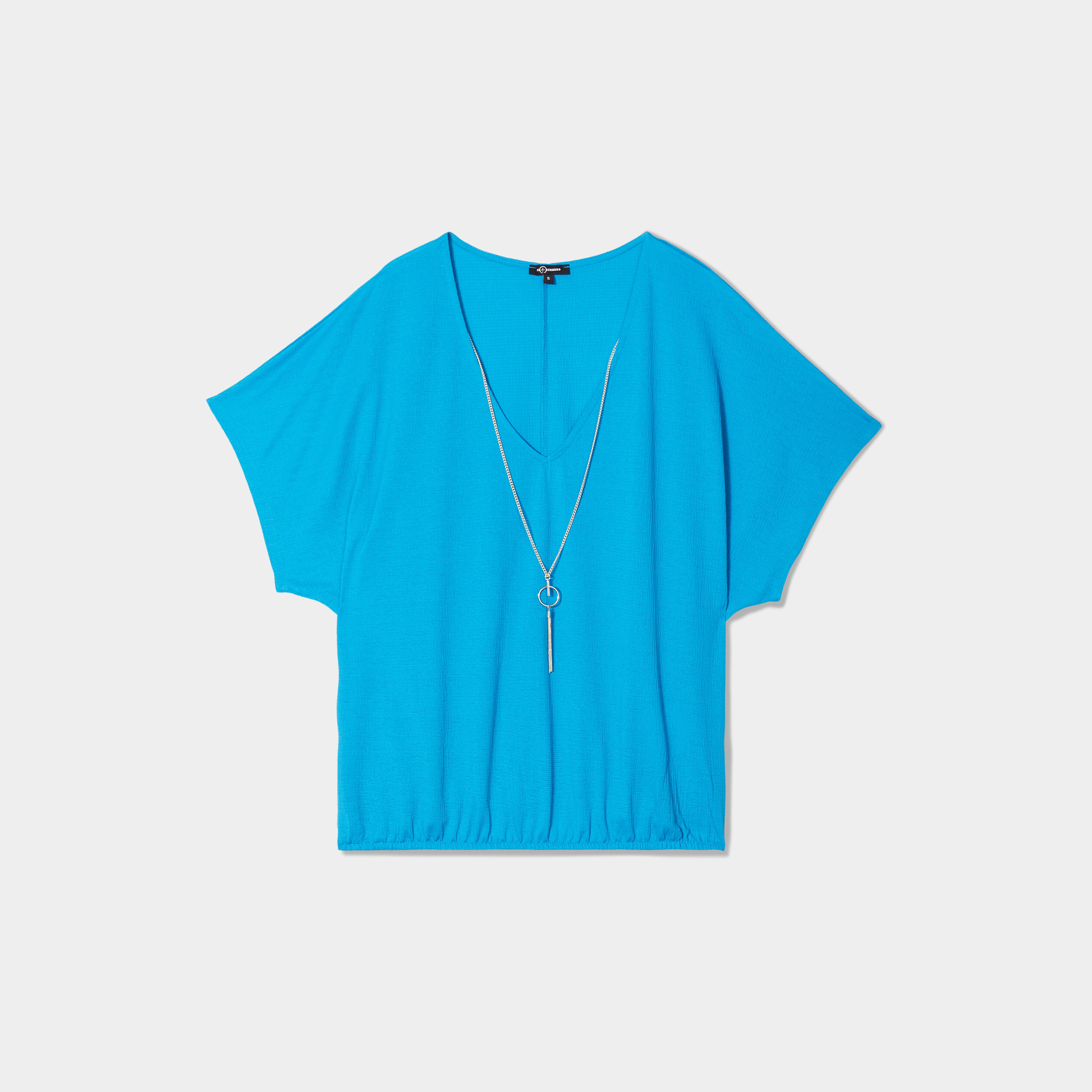 t shirt col en v bijou mosquitos bleu femme T-shirt col en V bijou Mosquitos bleu femme