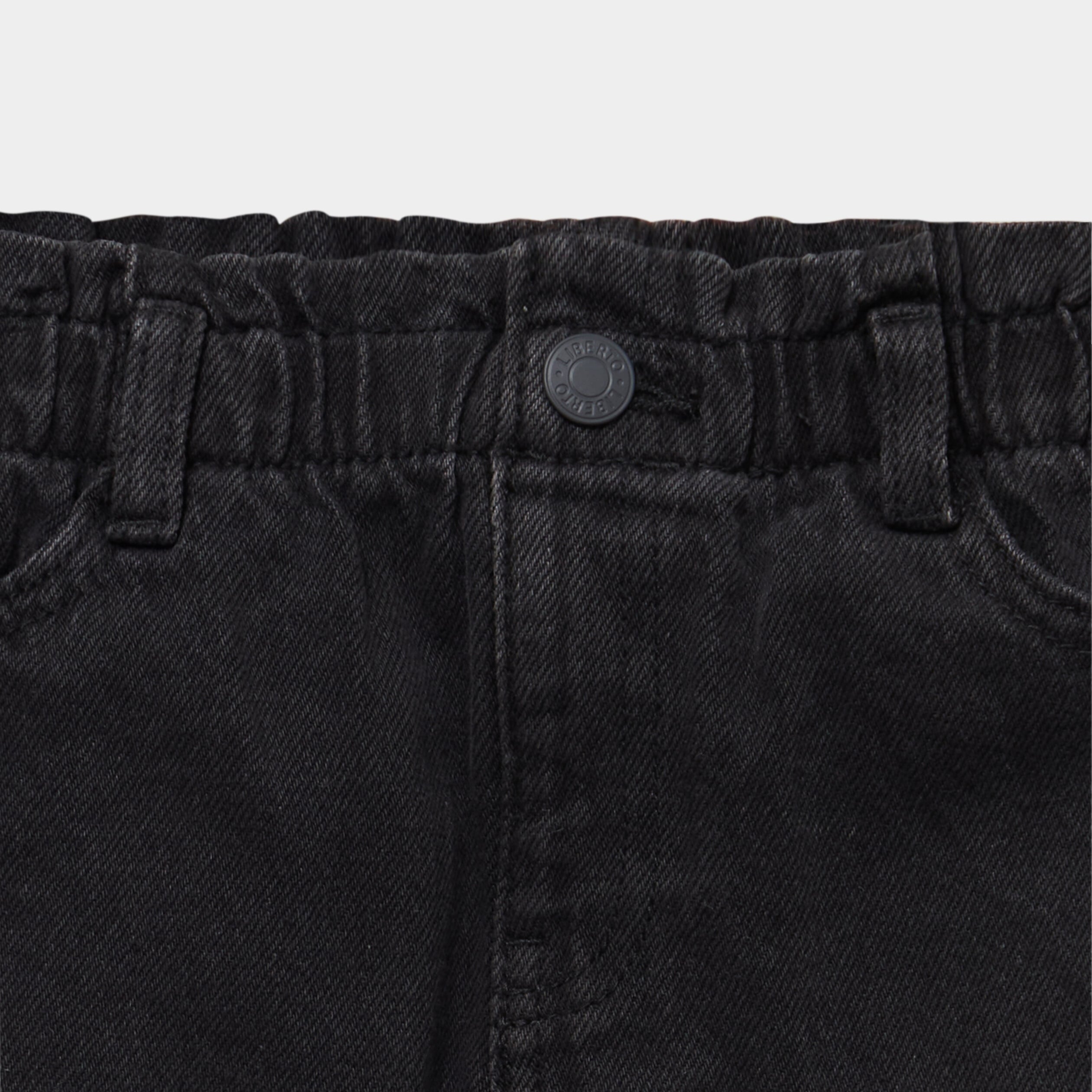 Jupe courte en jean taille &eacute;lastiqu&eacute;e denim noir fille