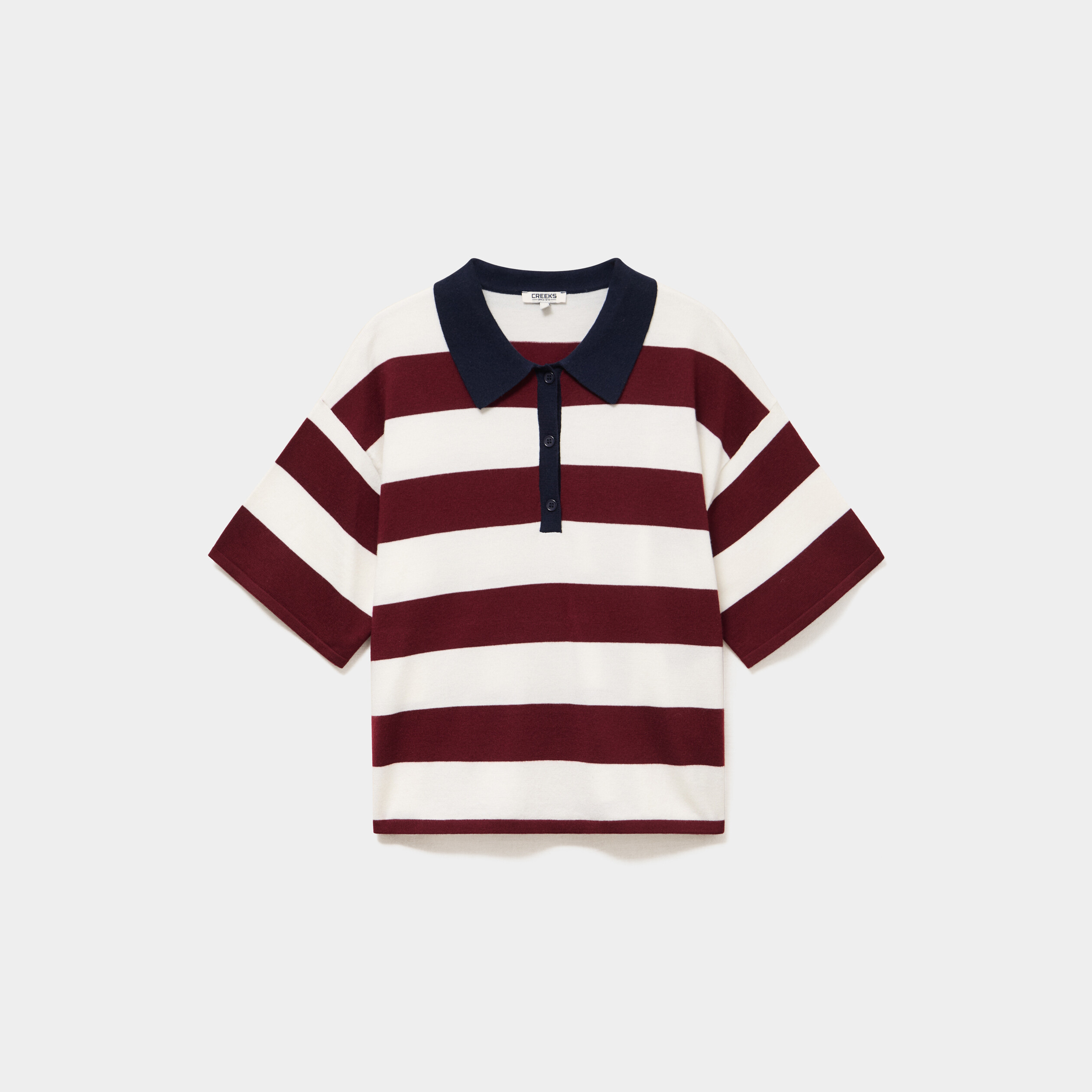 Pull col polo manches courtes ecru femme