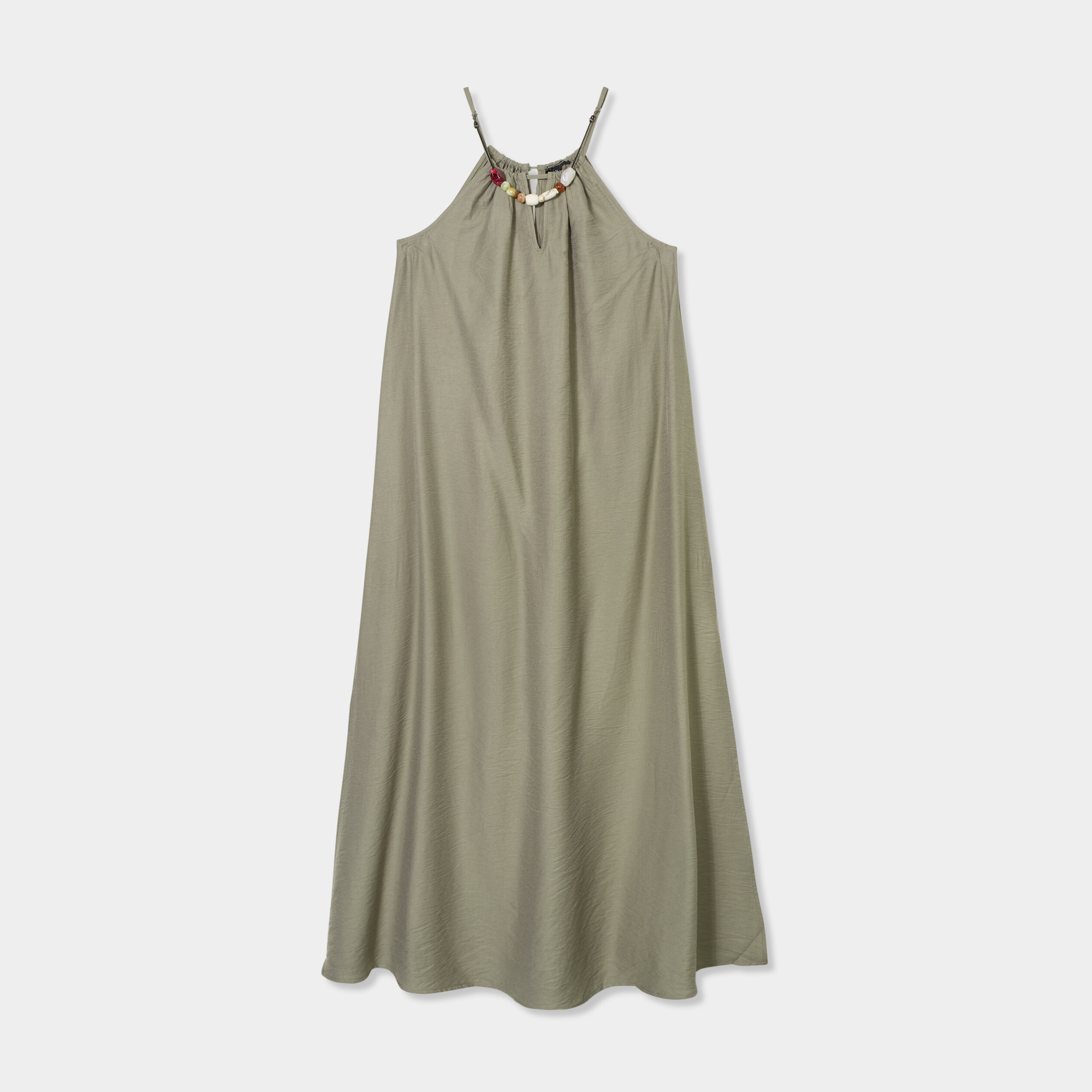 robe longue col bijou amovible vert kaki femme Robe longue col bijou amovible vert kaki femme