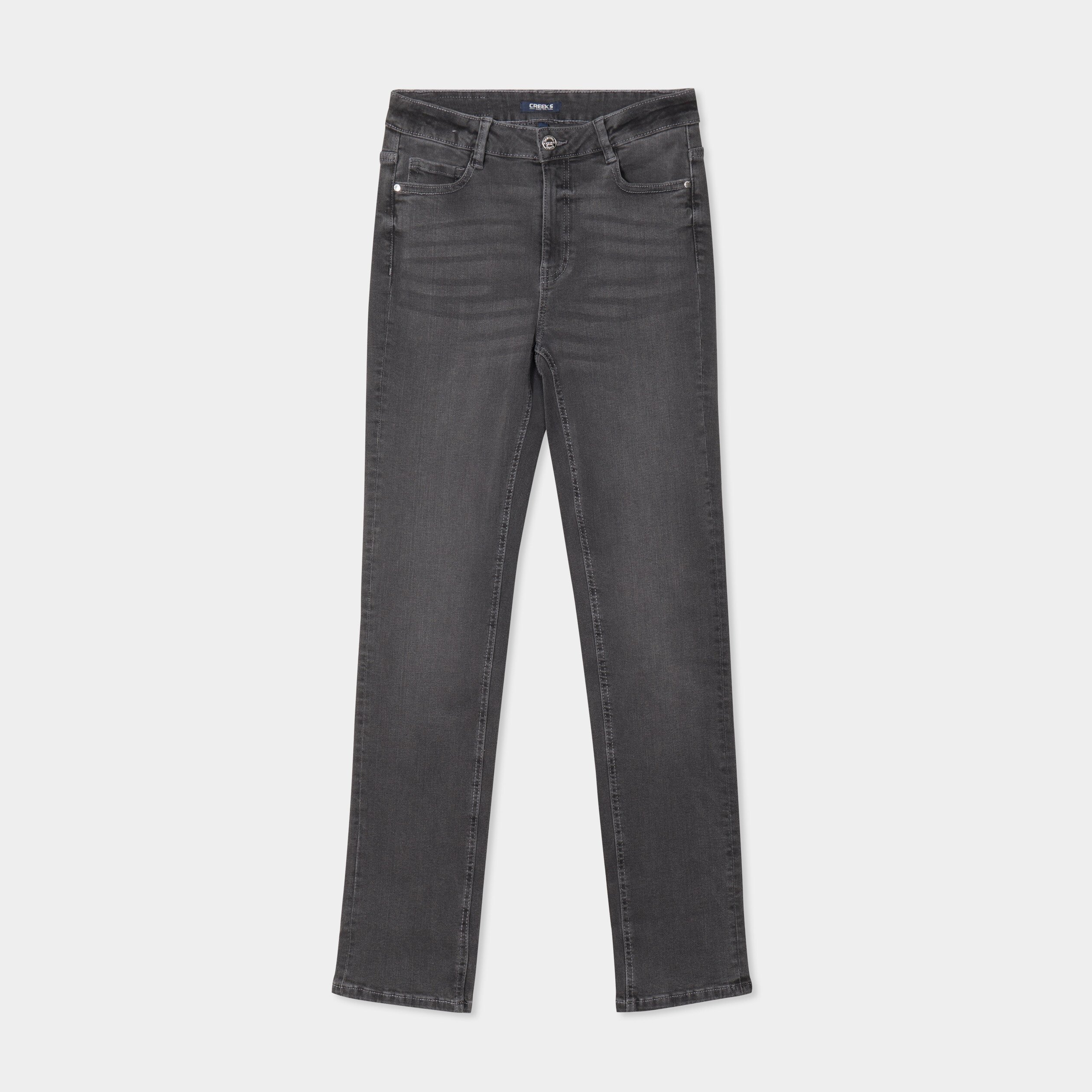 jeans regular 5 poches coton creeks denim gris femme Jeans regular 5 poches coton Creeks denim gris femme