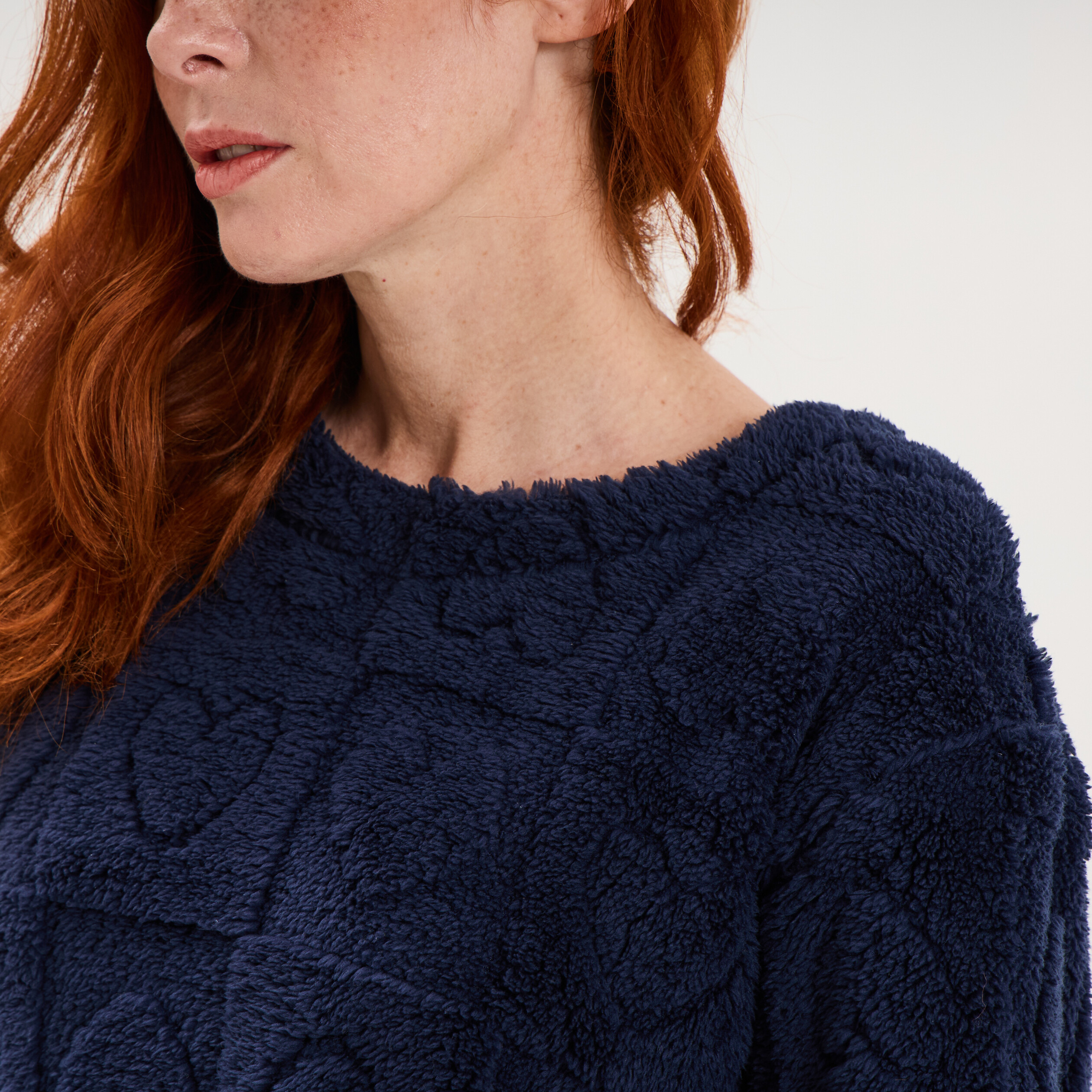 Ensemble pyjama polaire avec short bleu marine femme