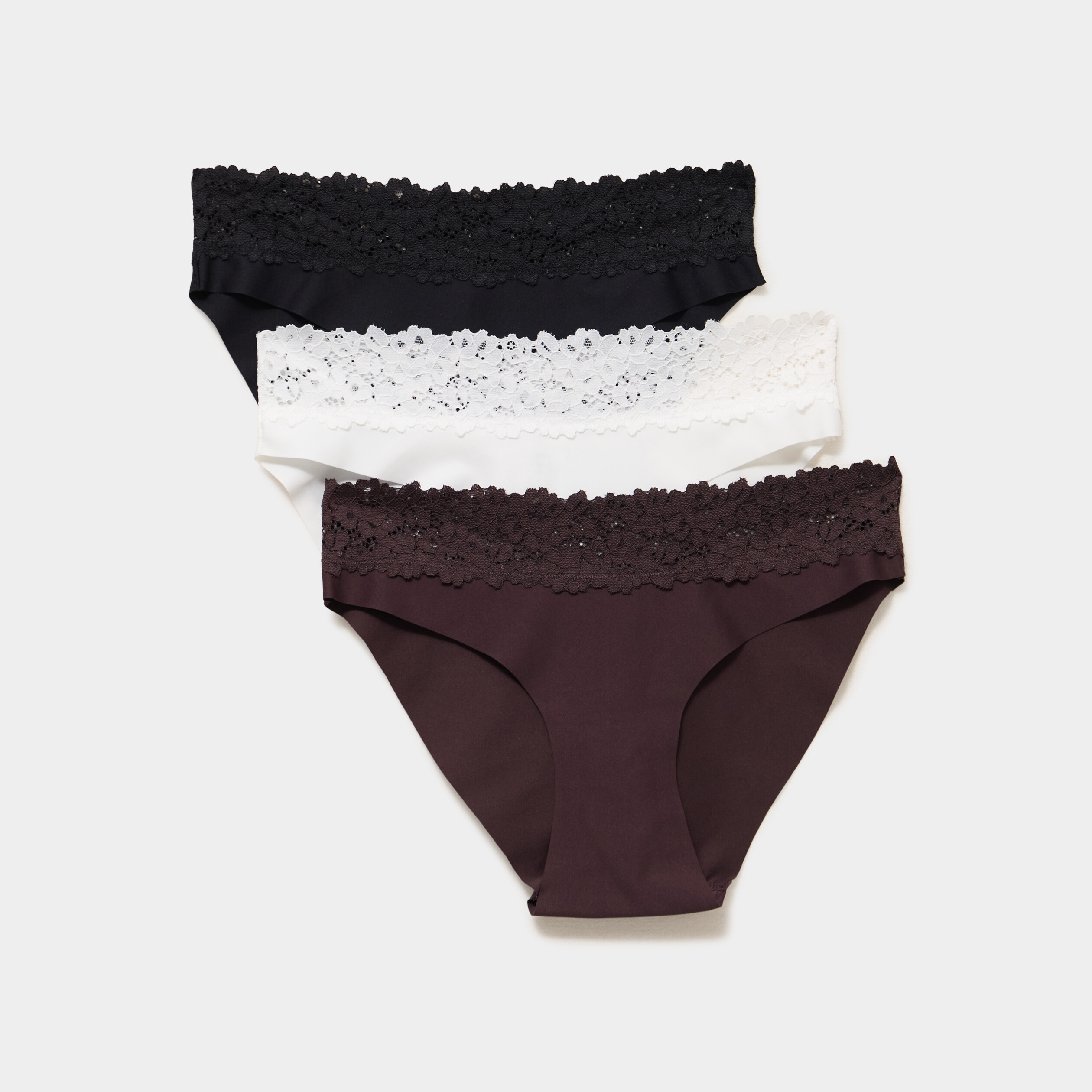 Lot 3 culottes avec dentelle marron femme