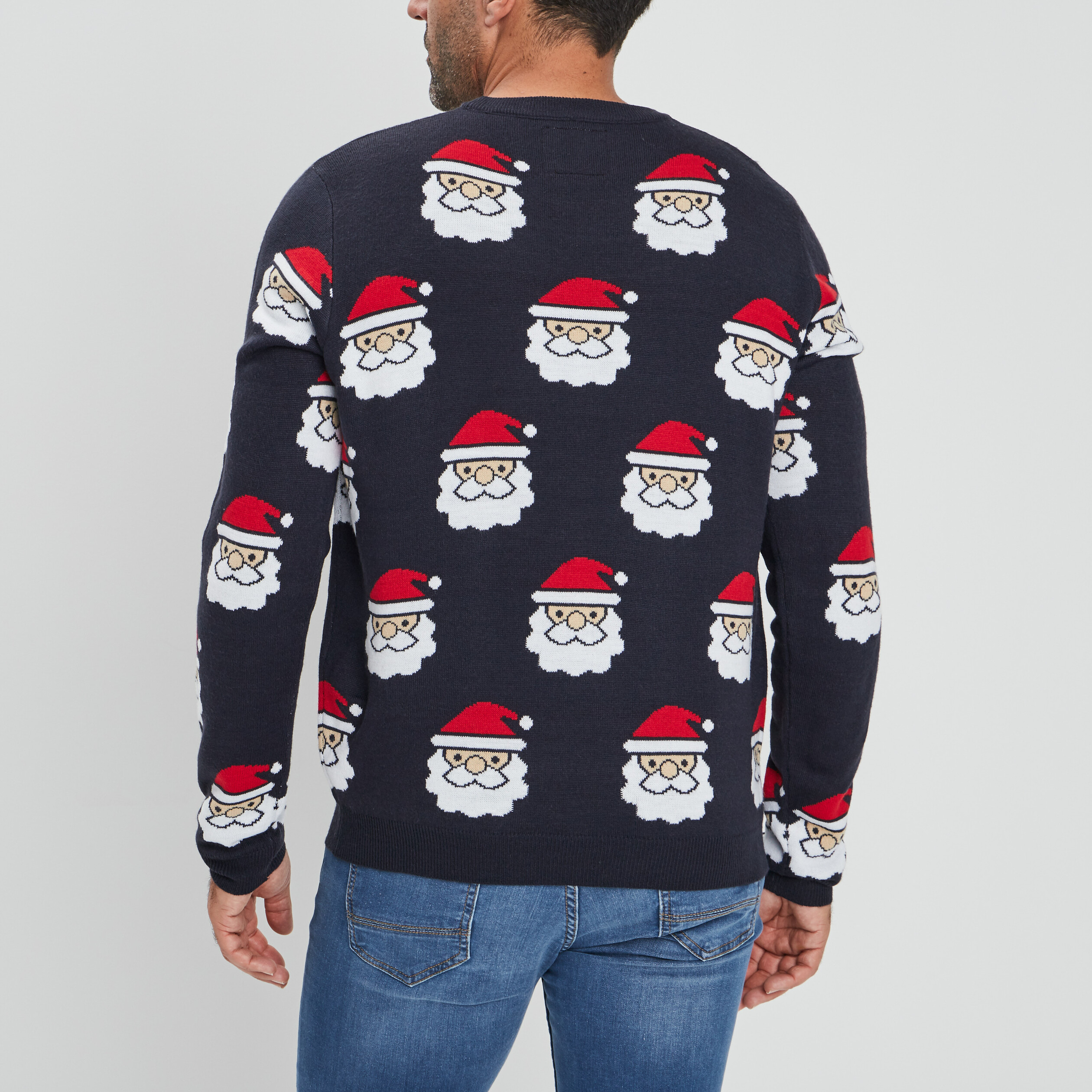 Pull de Noël avec col rond noir homme