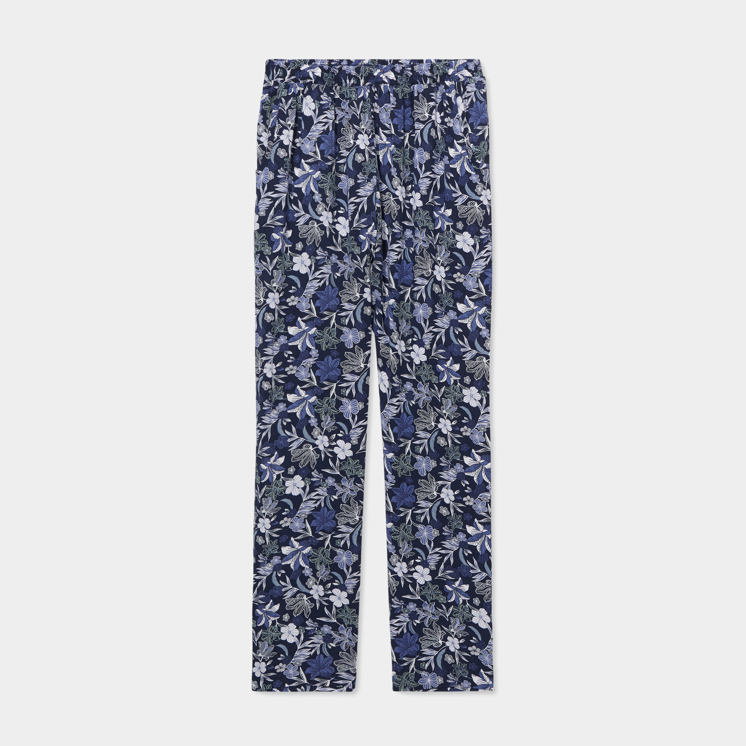 Pantalon de pyjama fluide taille haute bleu marine femme