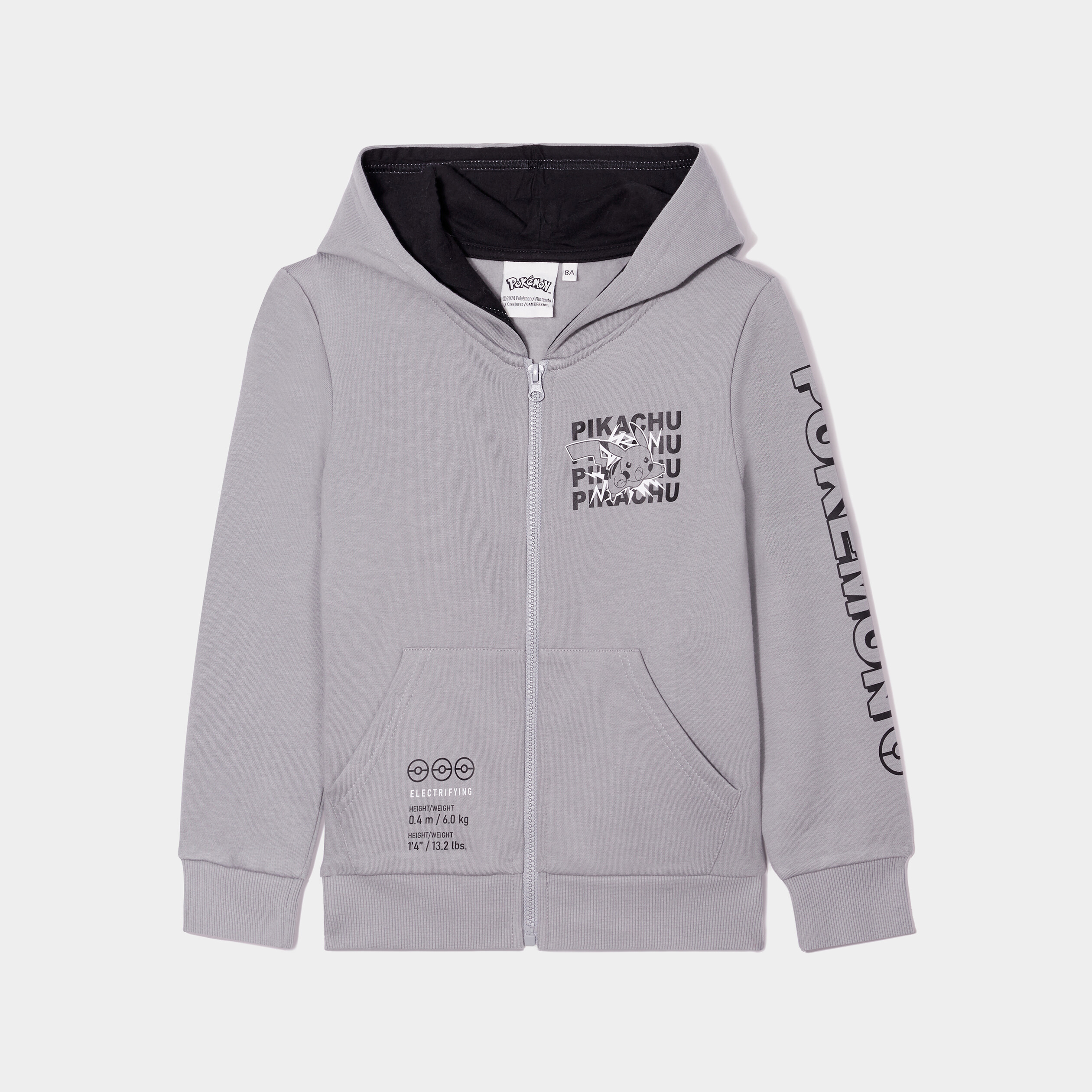 sweat zippe a capuche pokemon gris garcon Sweat zippé à capuche Pokémon gris garçon