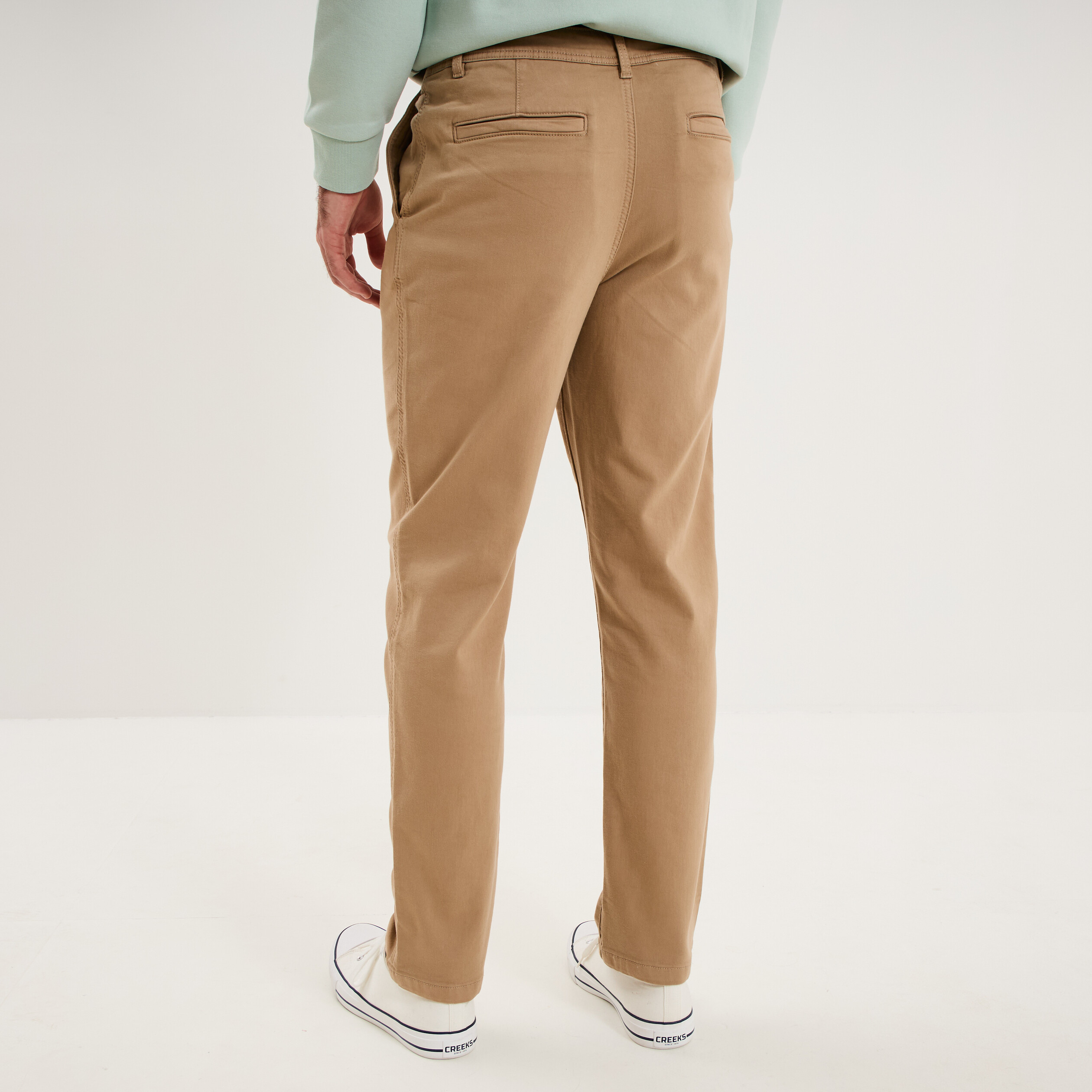 Pantalon chino droit confort beige homme