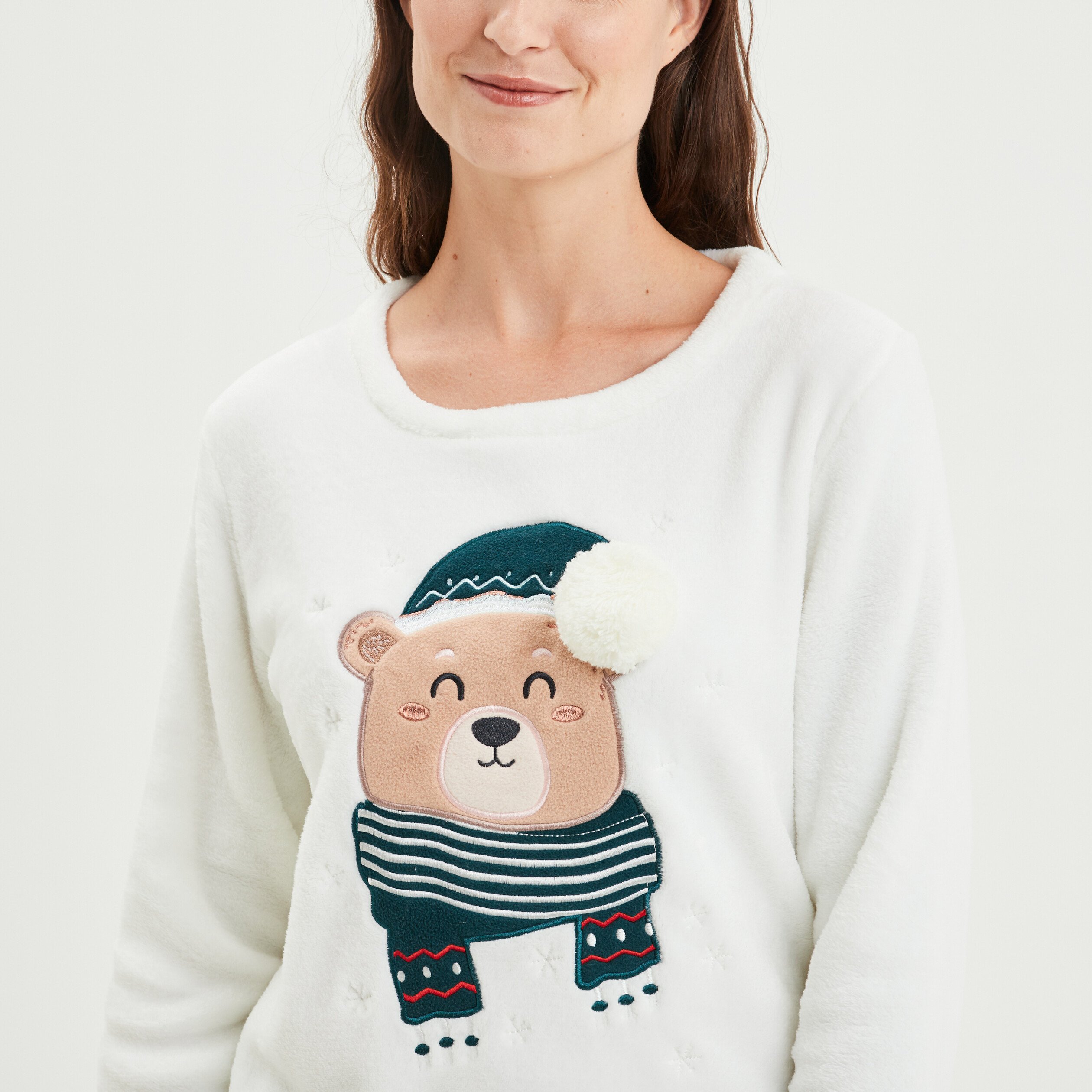 Ensemble pyjama 2 pièces blanc femme