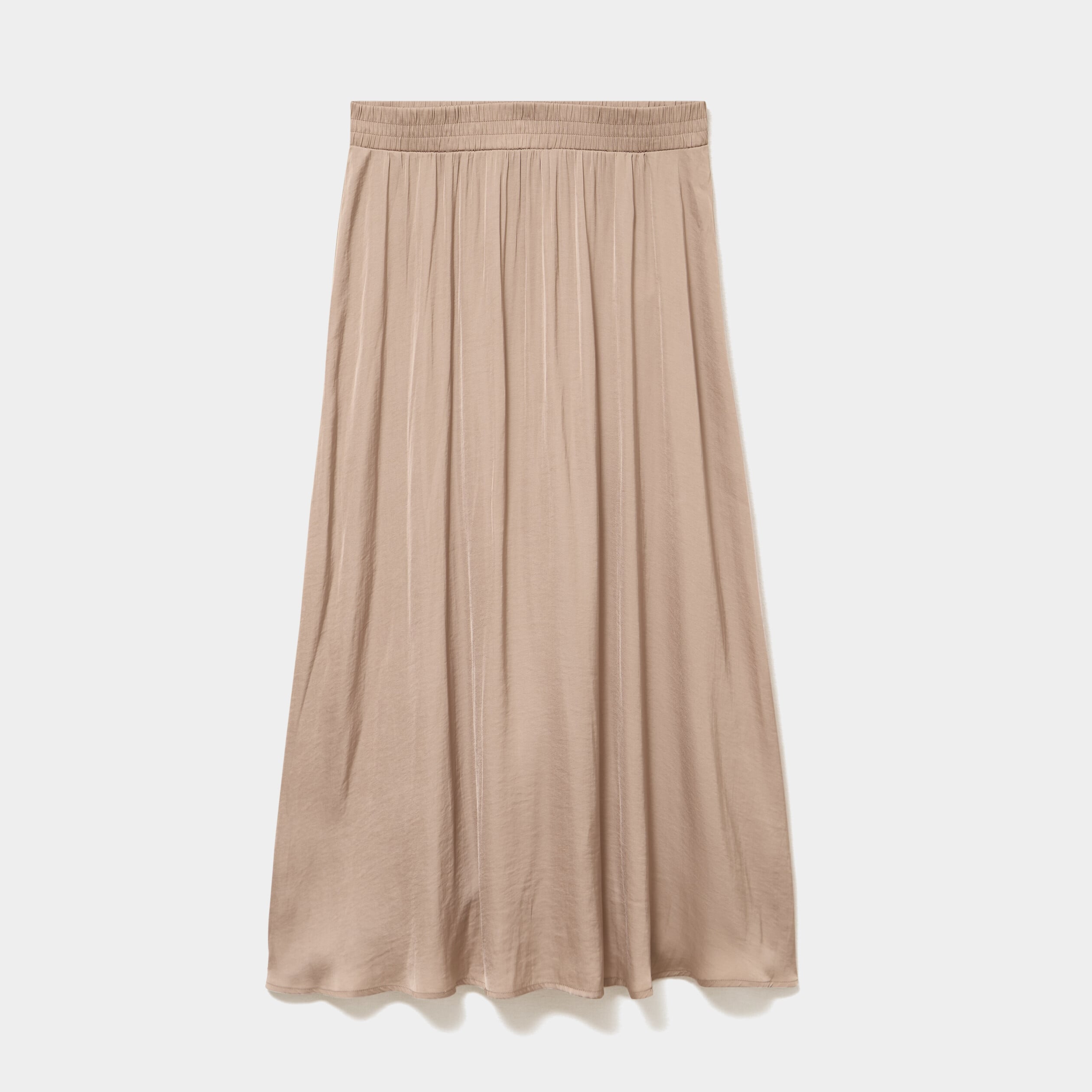 Jupe longue effet satin marron femme
