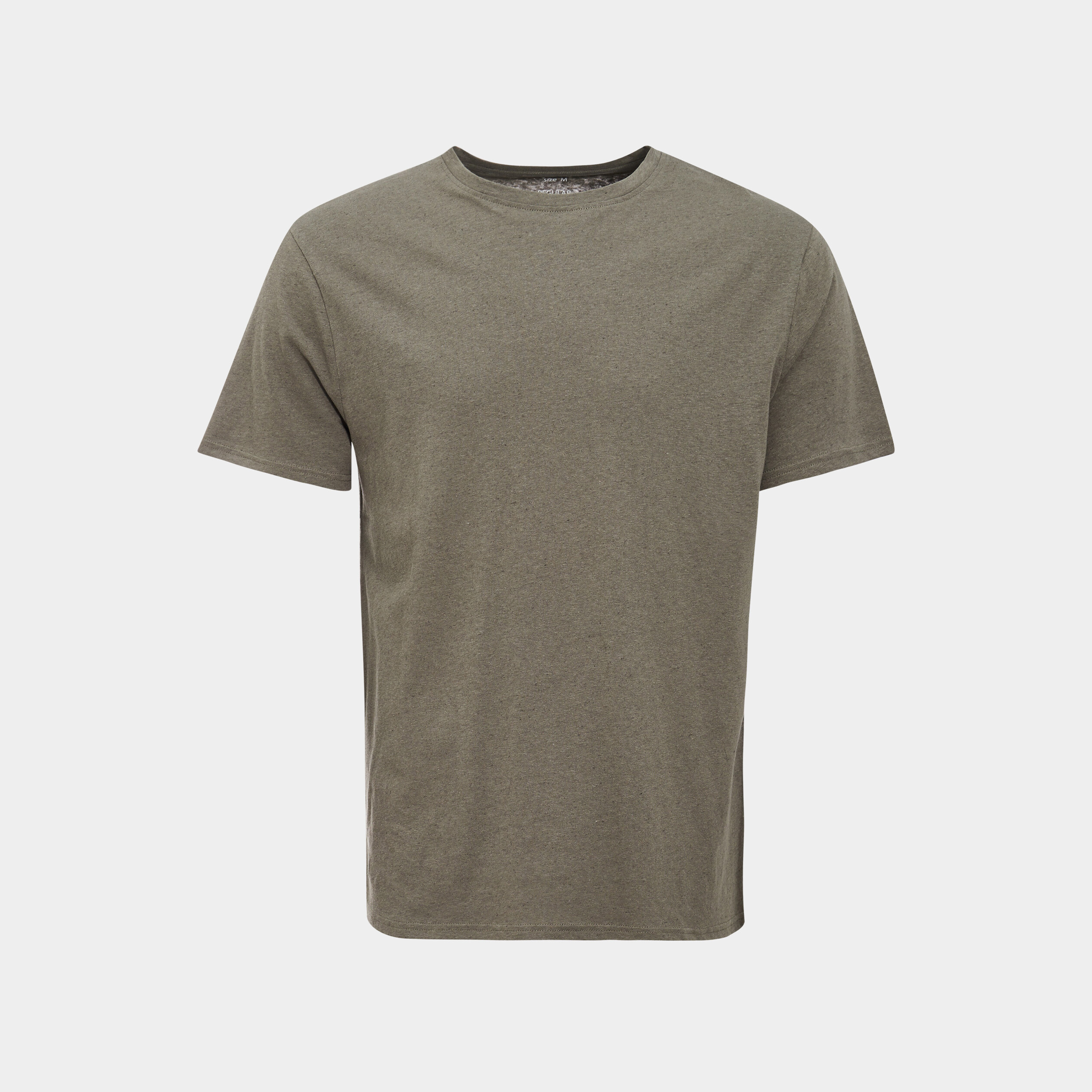 t shirt manches courtes en melange lin vert kaki homme T-shirt manches courtes en mélange lin vert kaki homme