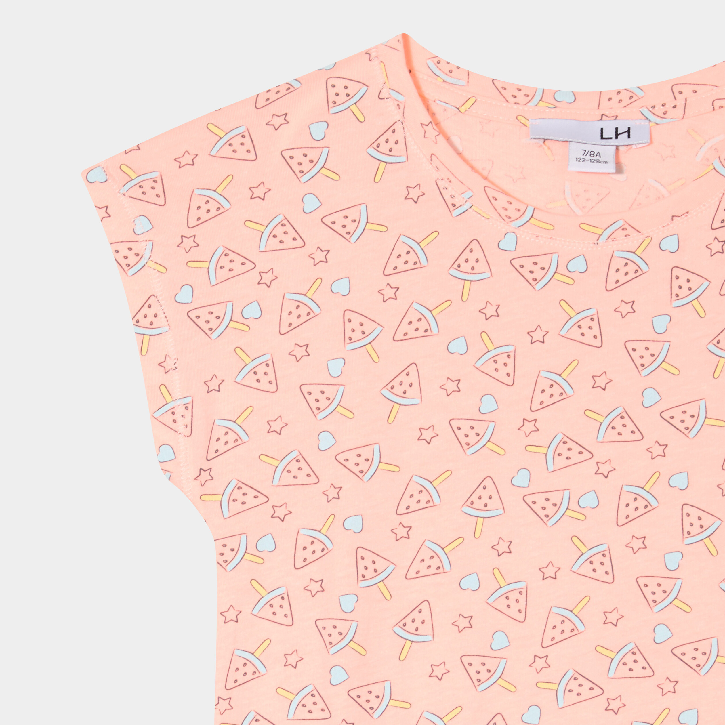 chemise de nuit manches courtes orange corail fille Chemise de nuit manches courtes orange corail fille