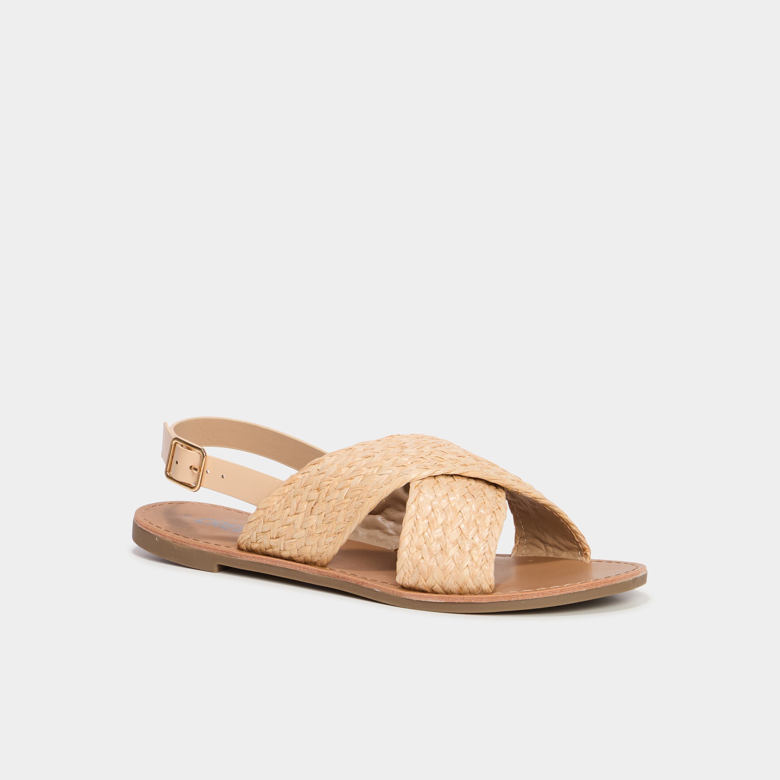 sandales brides tressees croisees sable femme Sandales brides tressées croisées sable femme