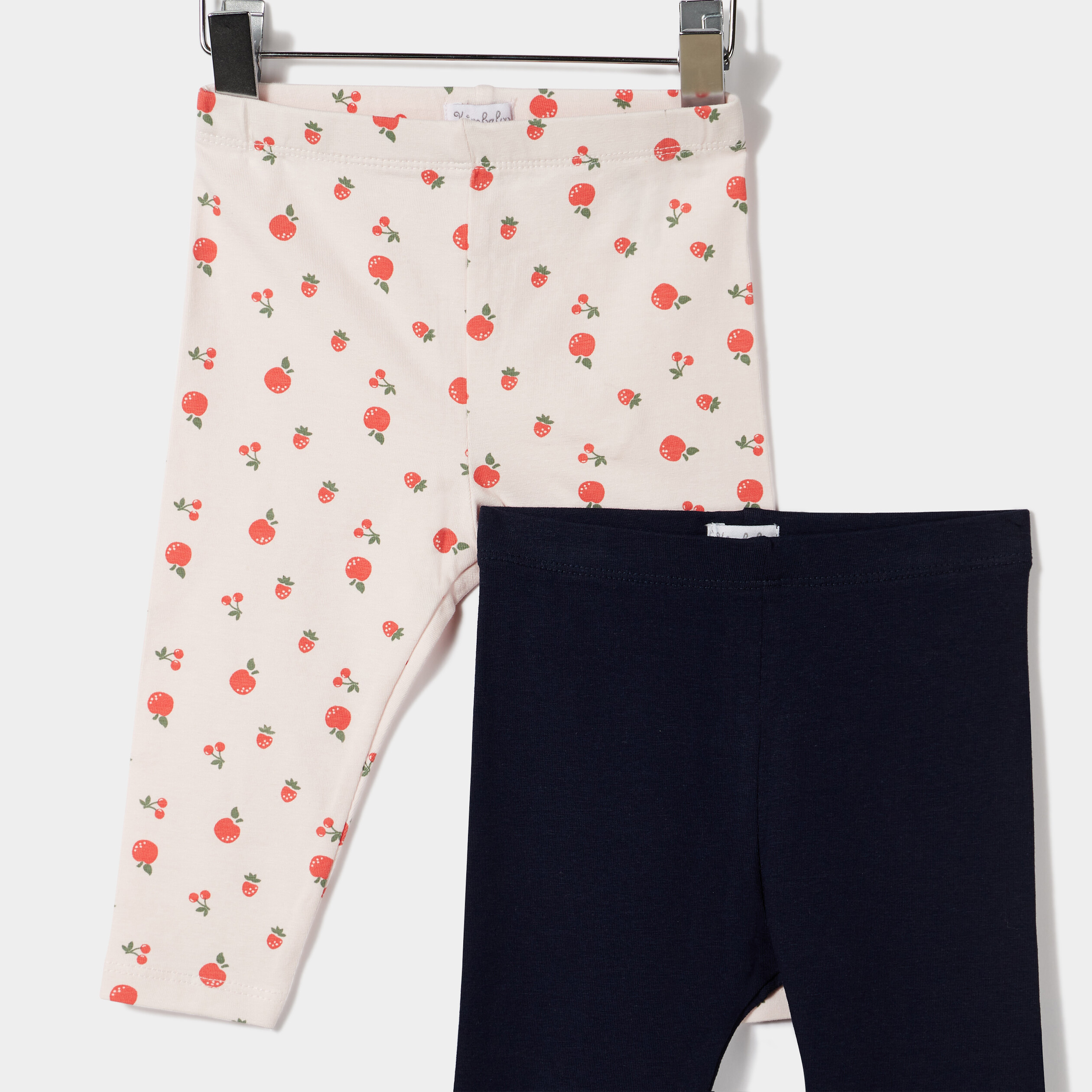 Lot 2 leggings en coton taille standard rose clair bébé fille
