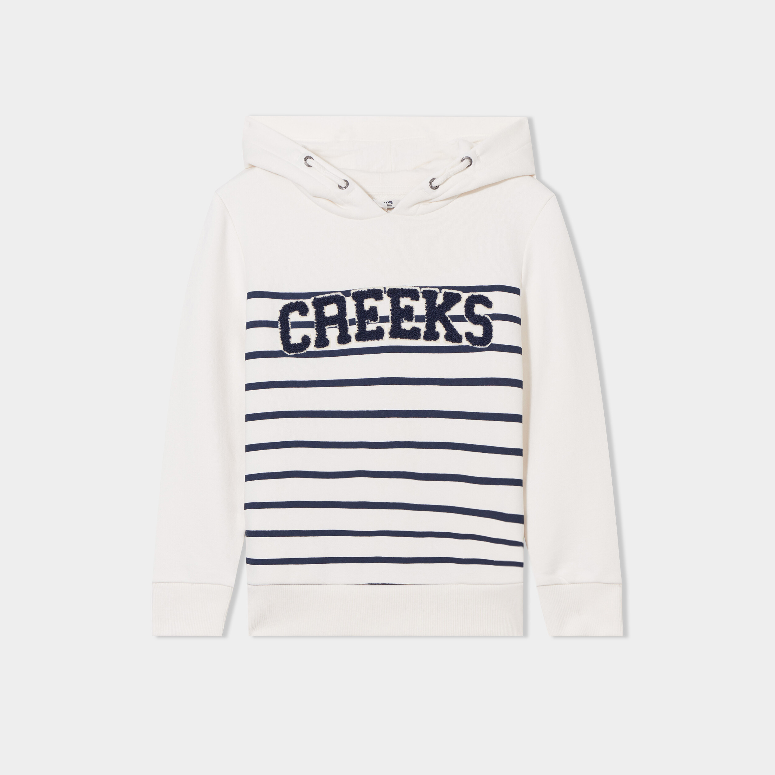 Sweat &agrave; capuche hoodie ecru gar&ccedil;on