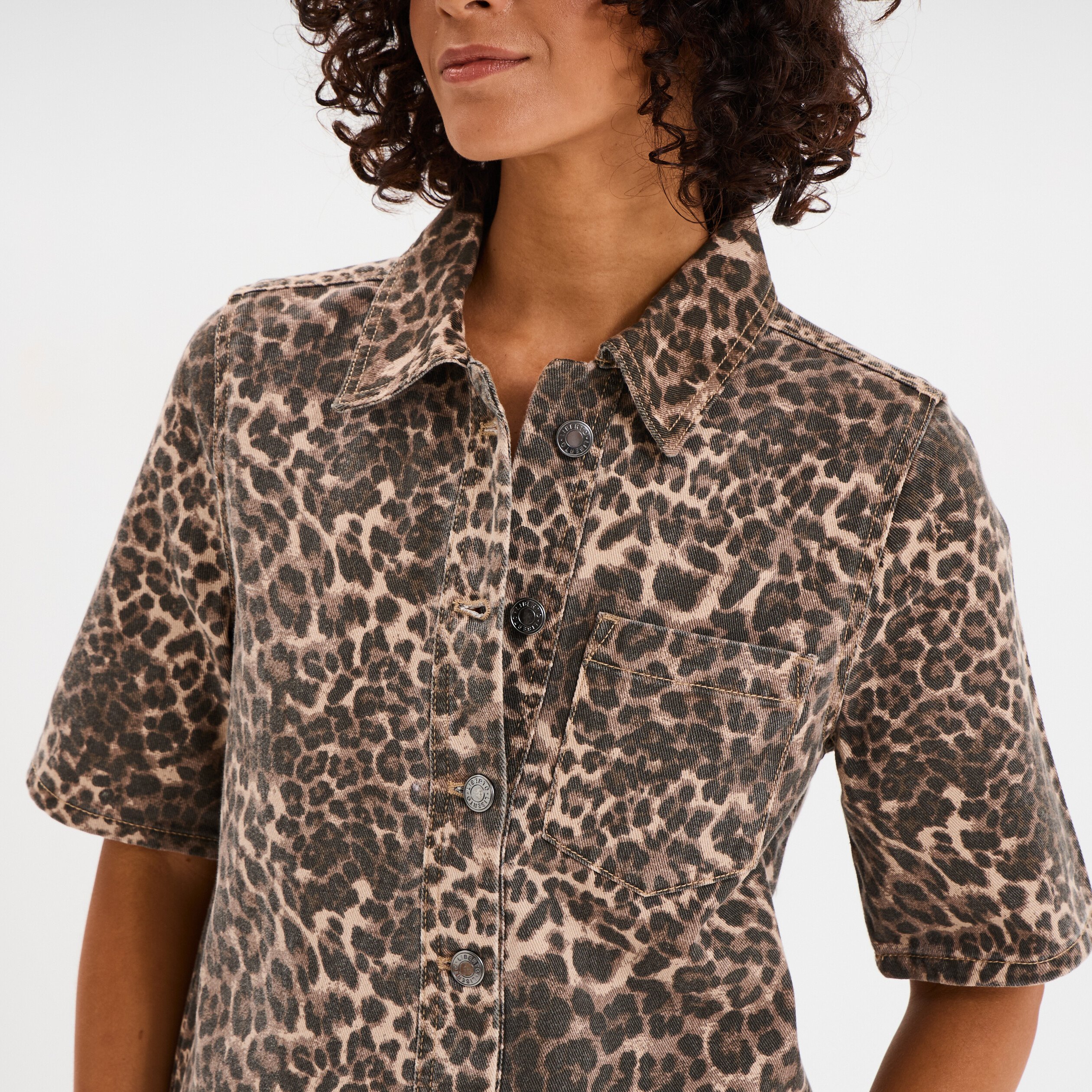 robe chemise boutonnee en jean coton marron femme Robe chemise boutonnée en jean coton marron femme
