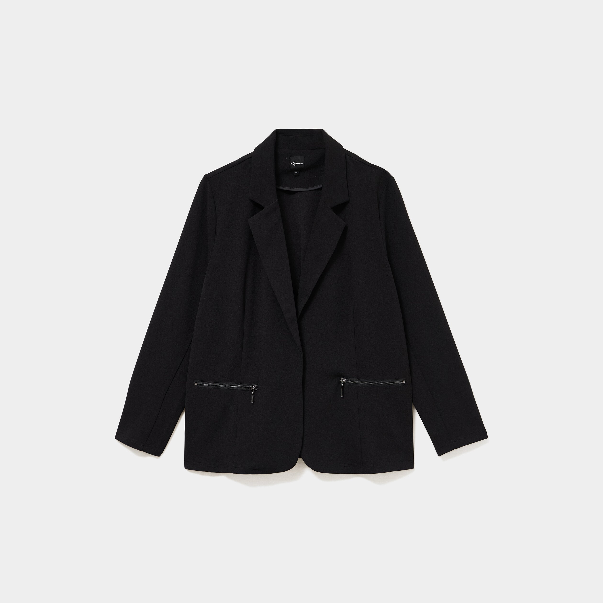 Blazer avec poches zipp&eacute;es noir femme grande taille