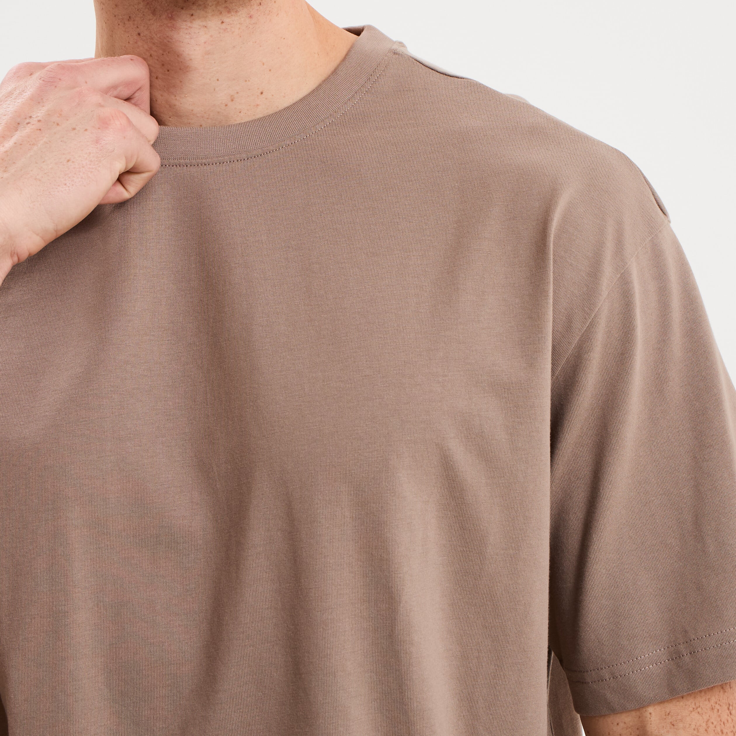T-shirt col rond coupe relax coton &eacute;pais gris homme