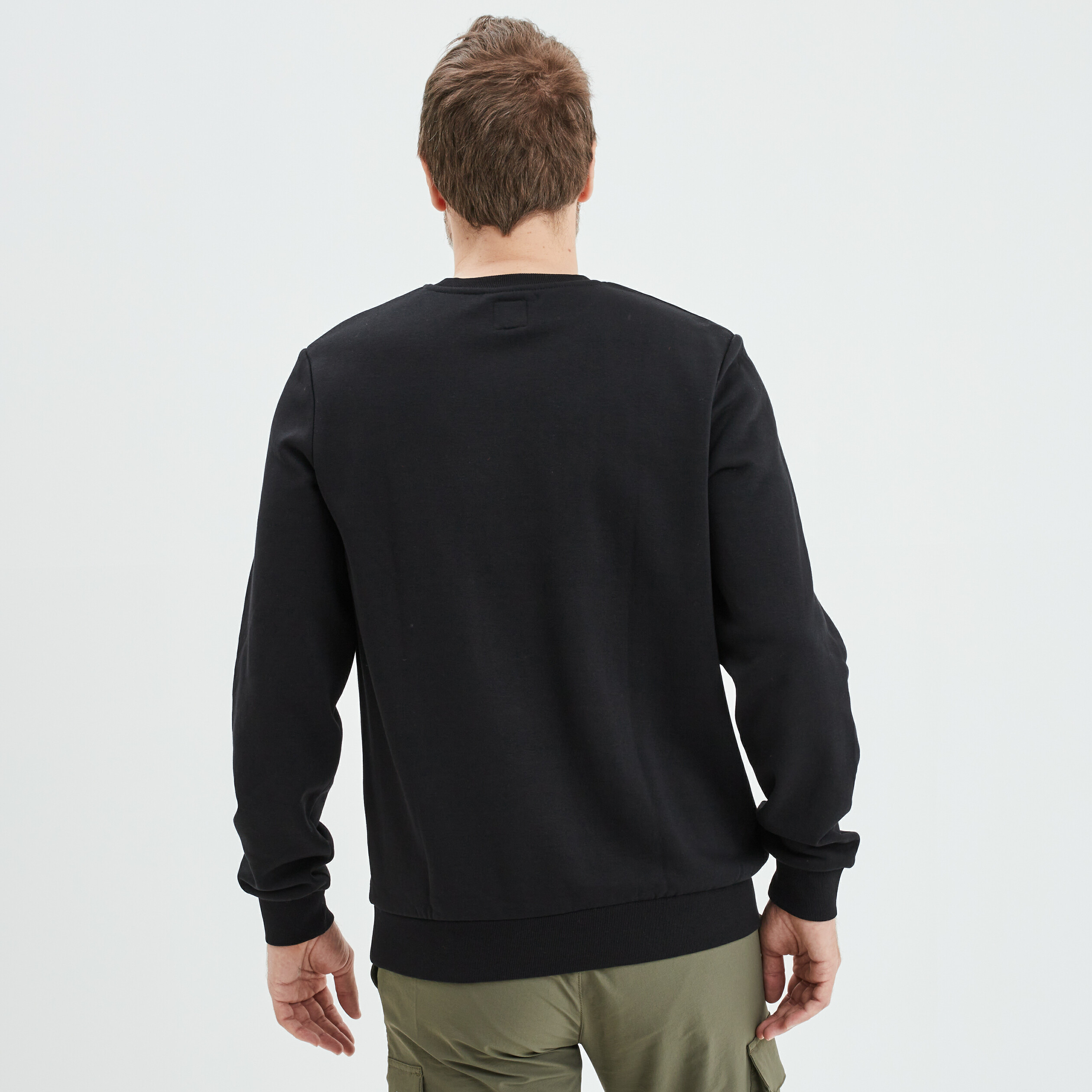 Sweat molleton col rond noir homme