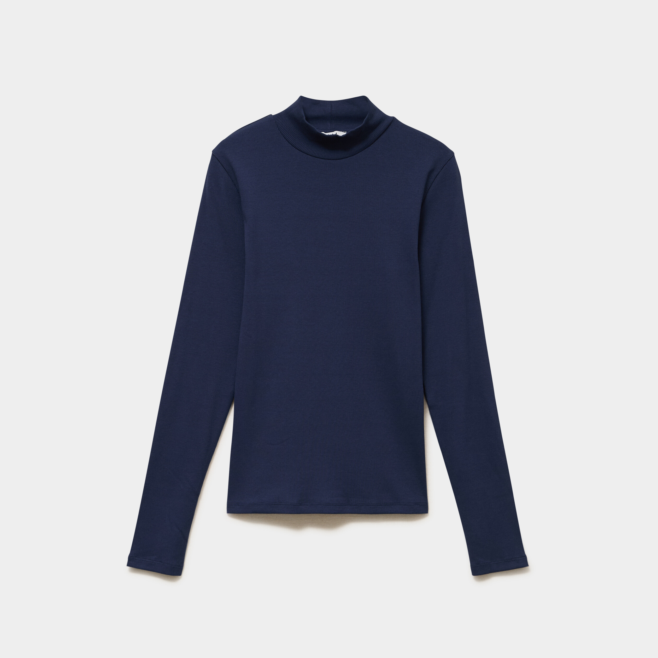 T-shirt ajust&eacute; col montant bleu marine femme