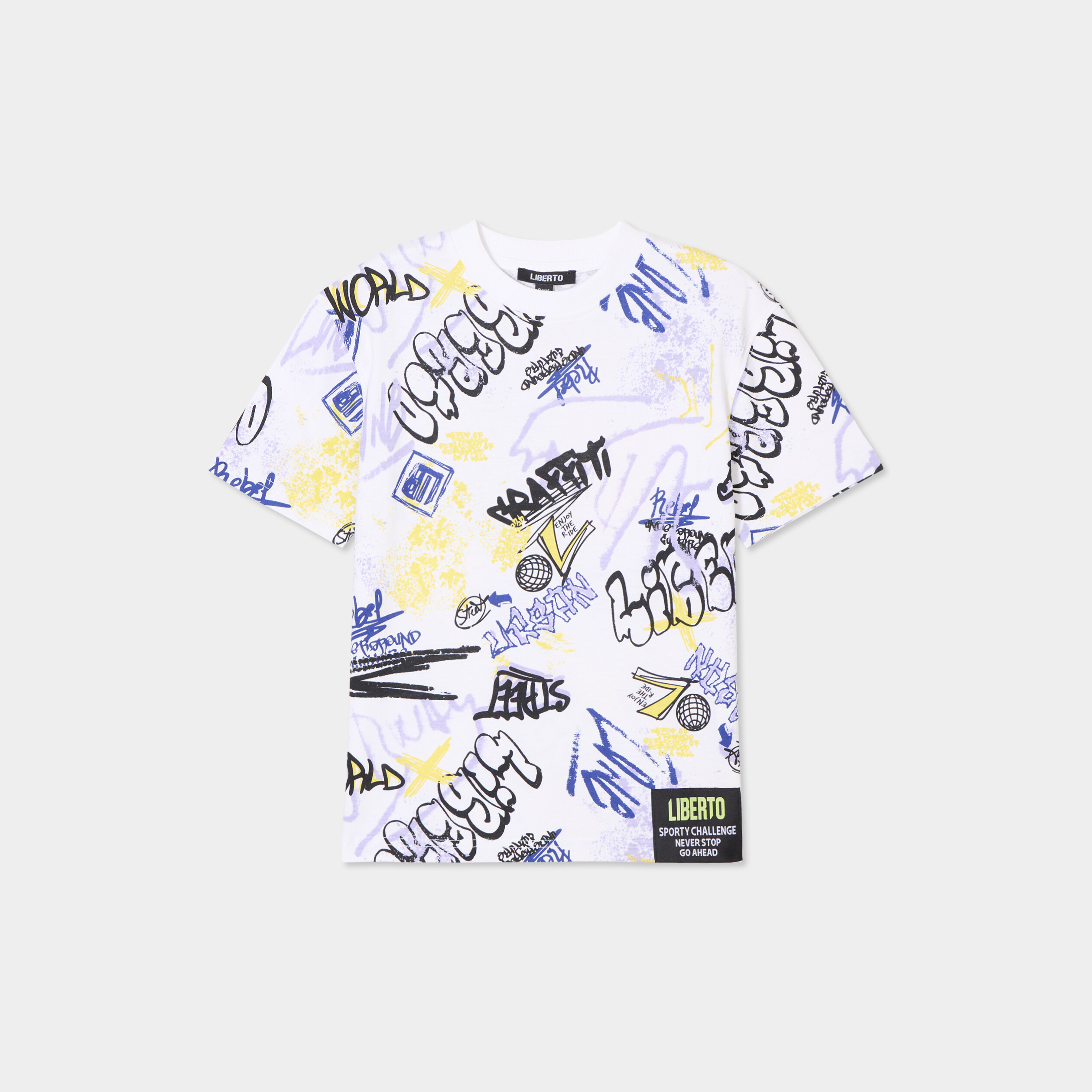 t shirt col rond manches courtes liberto blanc garcon T-shirt col rond manches courtes Liberto blanc garçon
