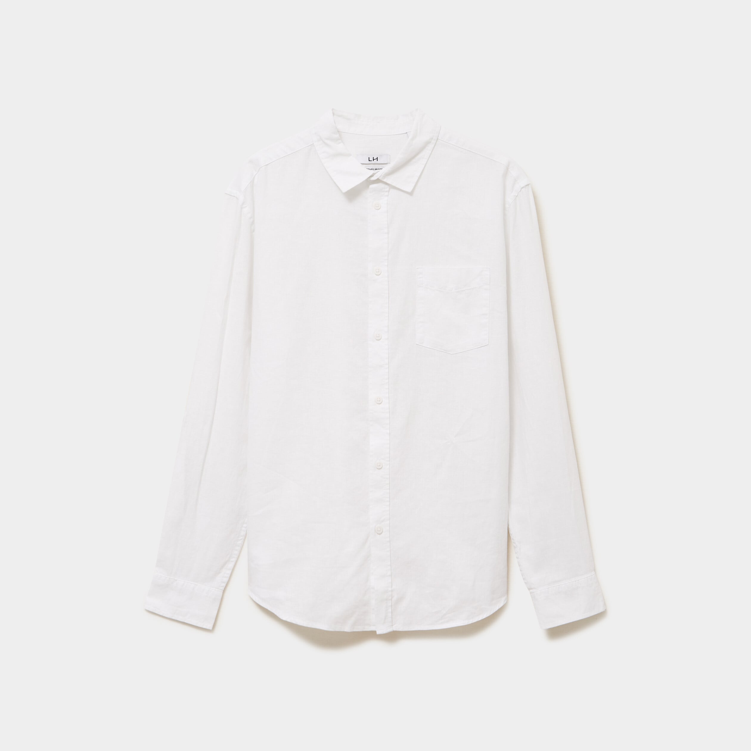 Chemise manches longues lin m&eacute;lang&eacute; blanc homme