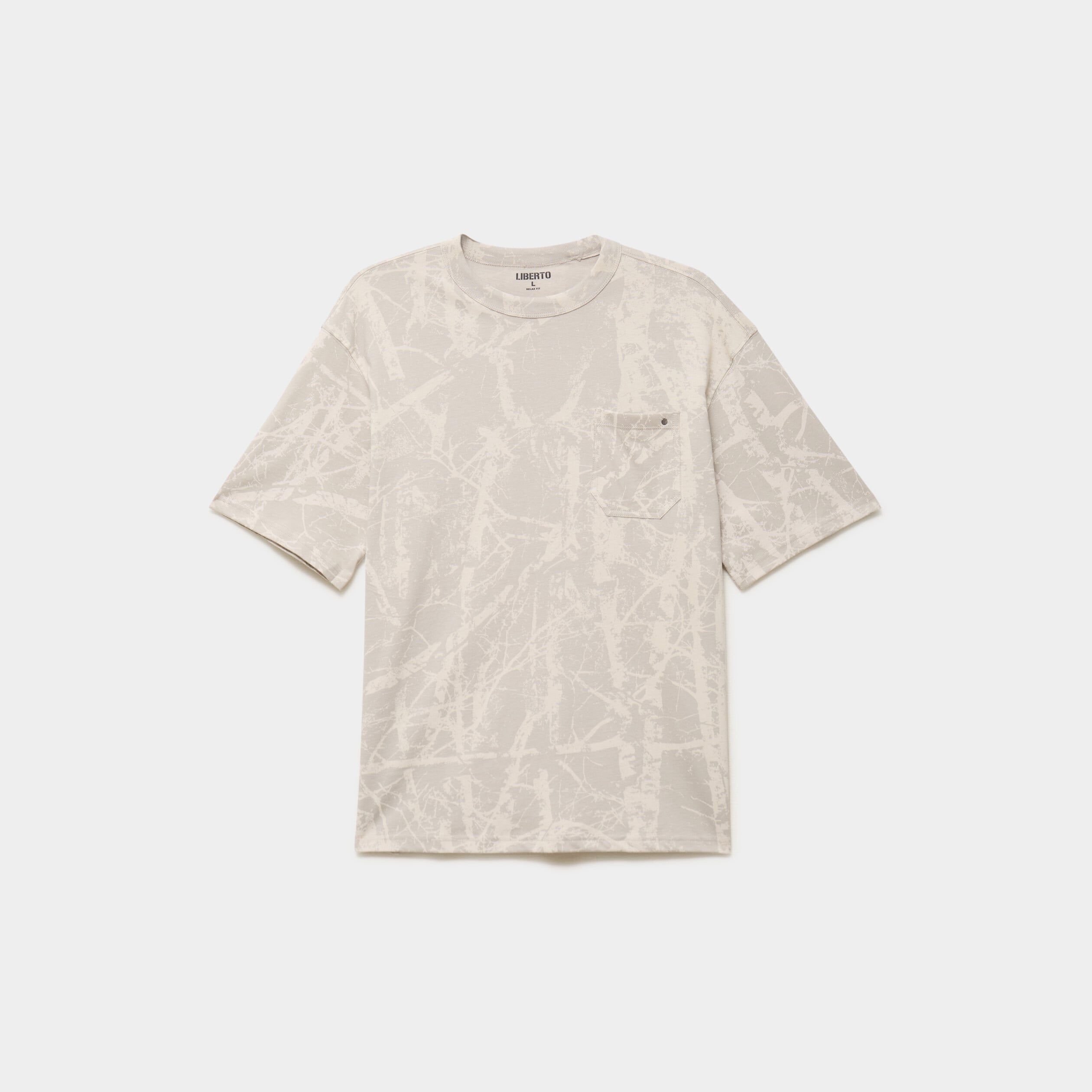 T-shirt col rond manches courtes coton gris clair homme