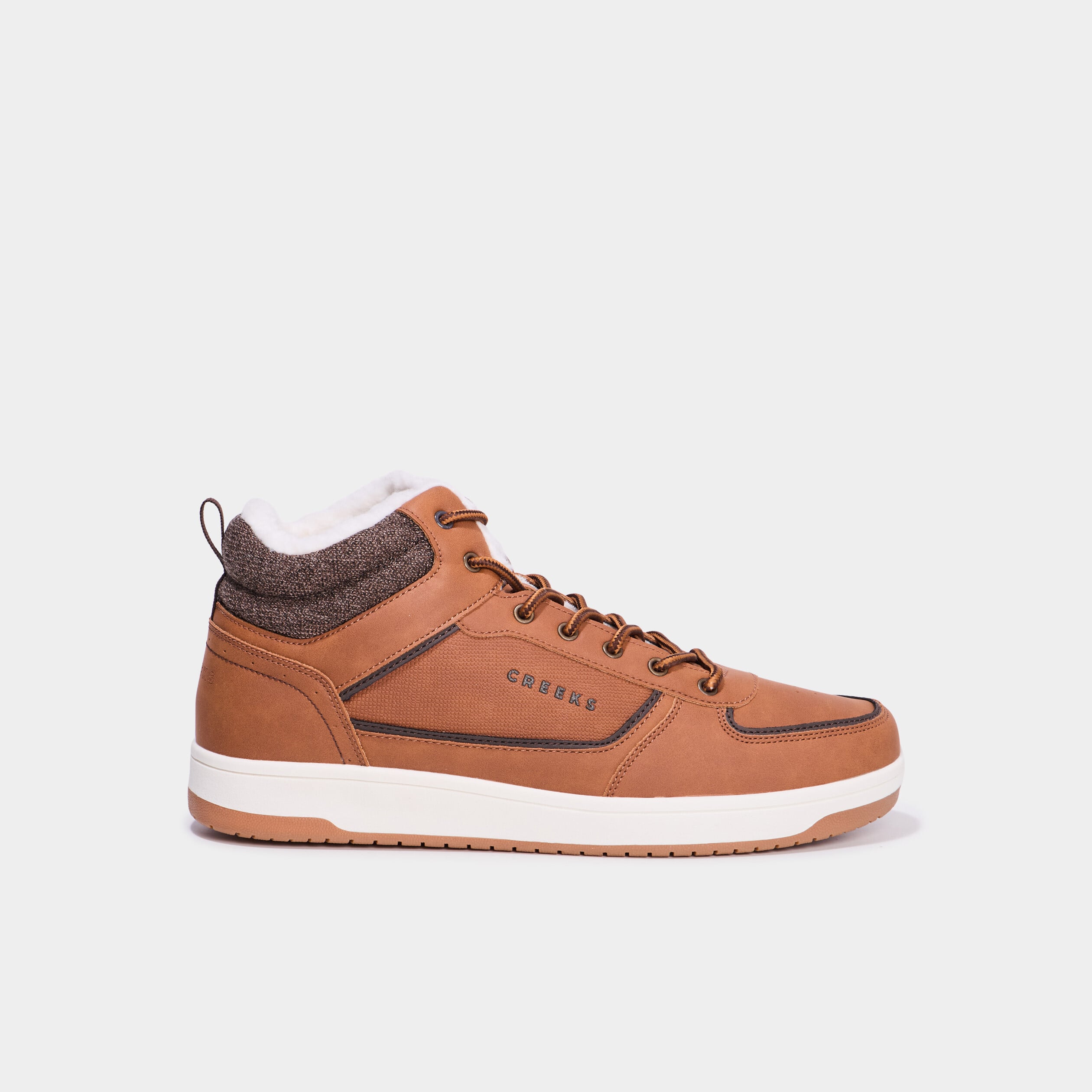 Baskets montantes fourr&eacute;es marron homme
