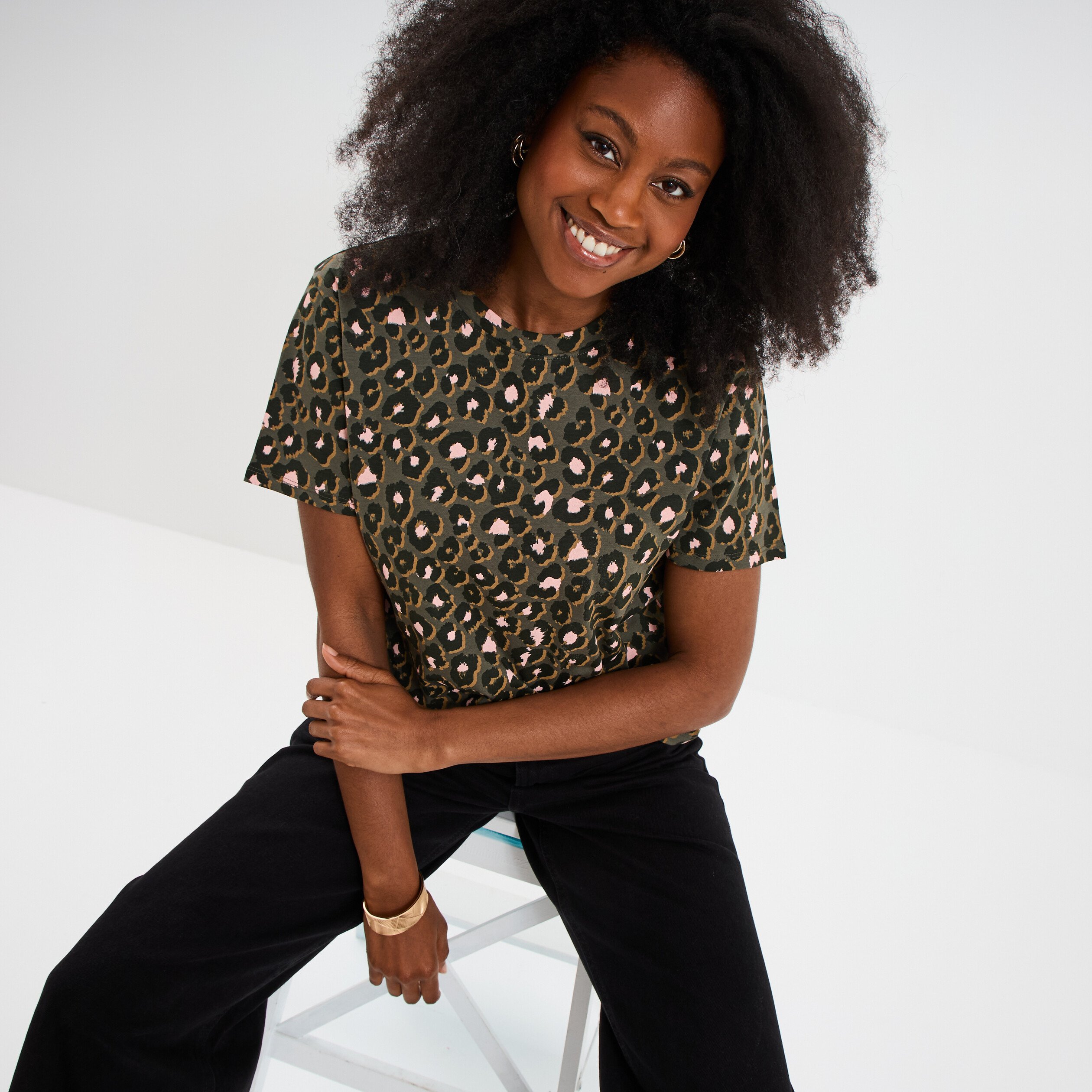 t shirt coton col rond manches courtes vert kaki femme T-shirt coton col rond manches courtes vert kaki femme