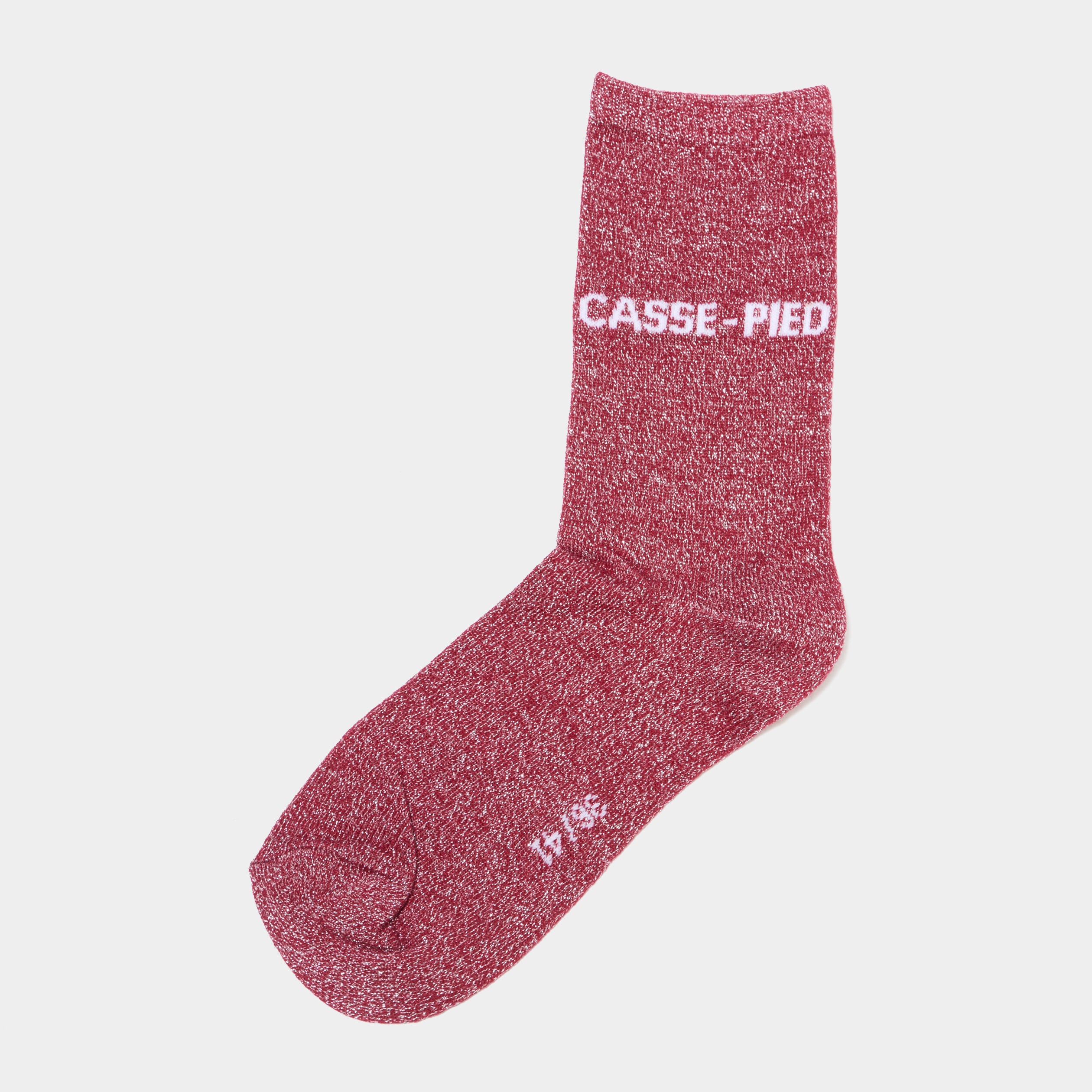Chaussettes &agrave; fils m&eacute;tallis&eacute;s mi-hautes rouge femme