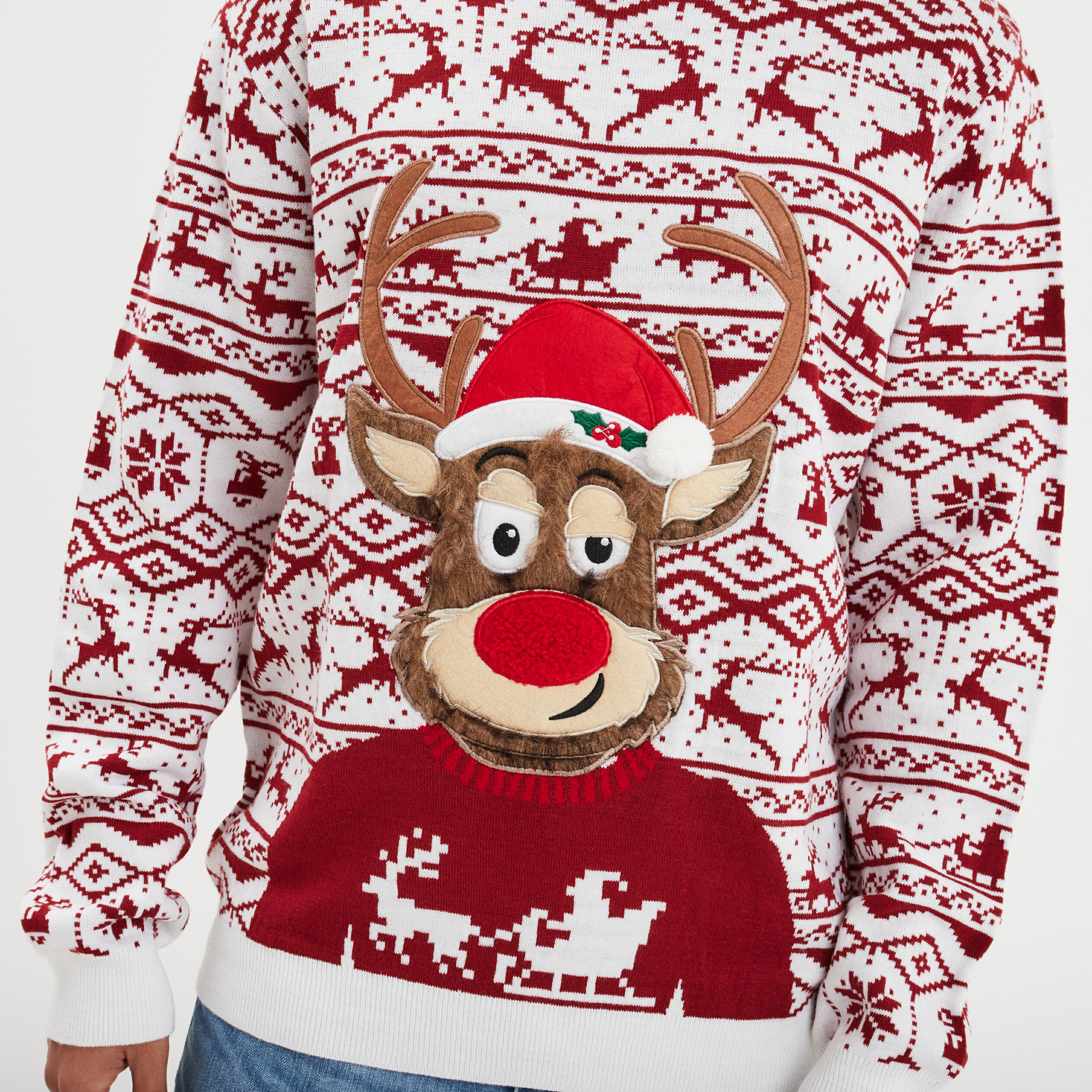 Pull Noël manches longues col rond multicolore homme La Halle