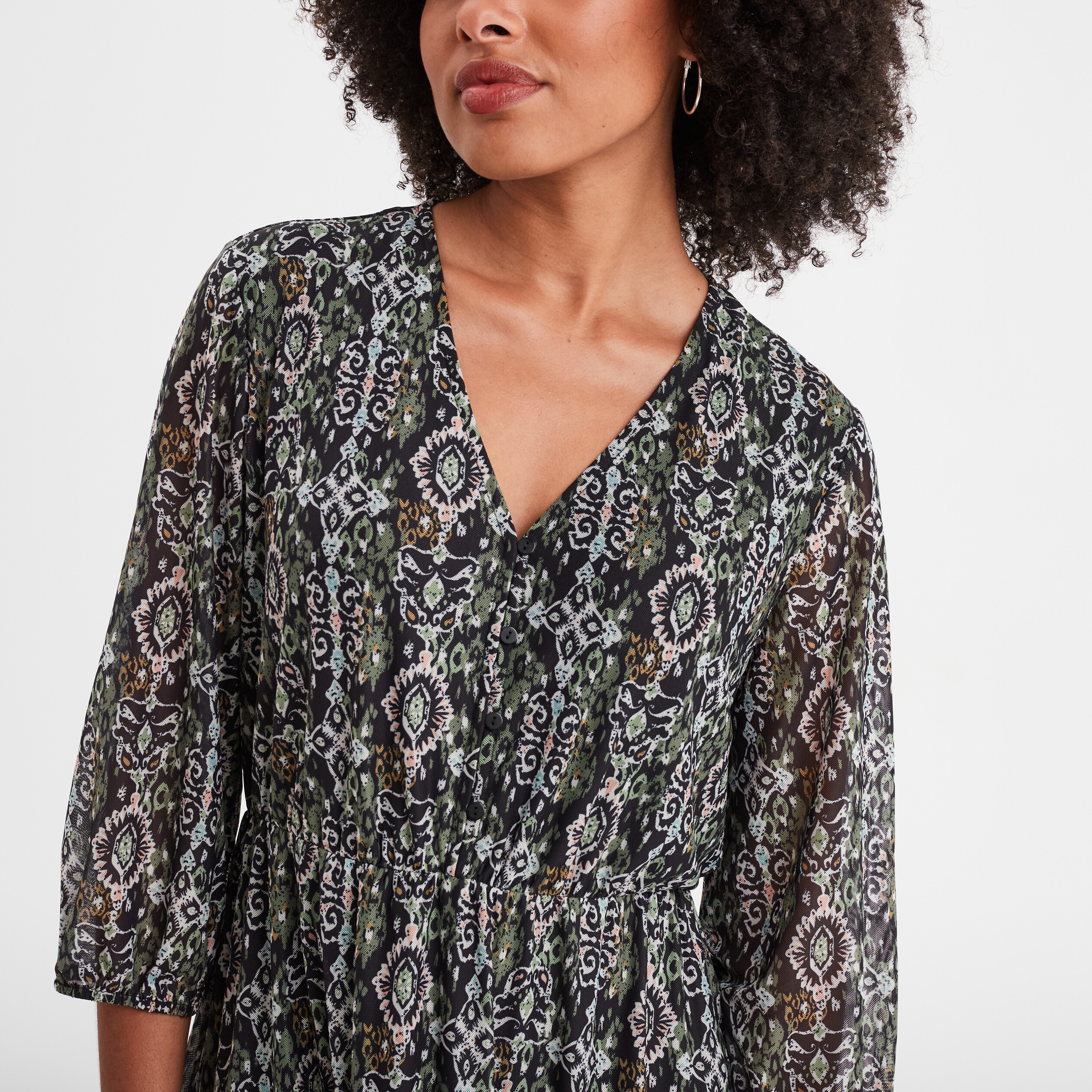robe longue evasee manches 34 liberto noir femme Robe longue évasée manches 3/4 Liberto noir femme