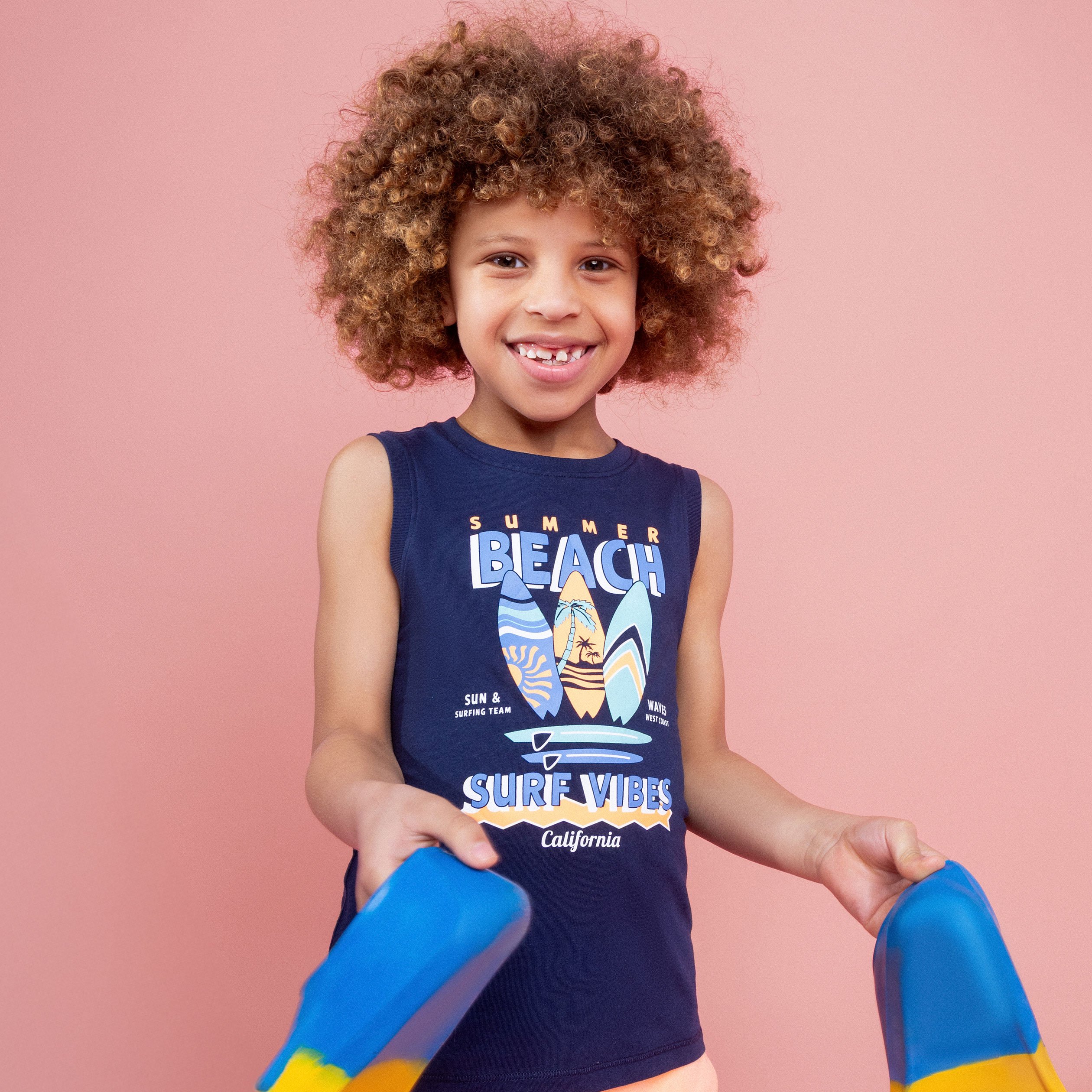 Ensemble débardeur et short coton bleu marine garçon
