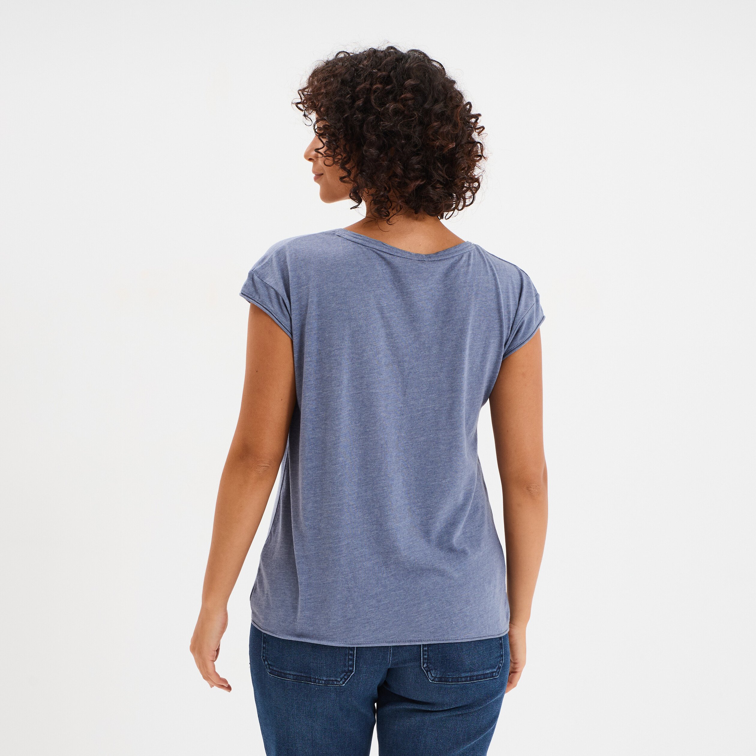 t shirt col v poche poitrine creeks bleu gris femme T-shirt col v poche poitrine Creeks bleu gris femme