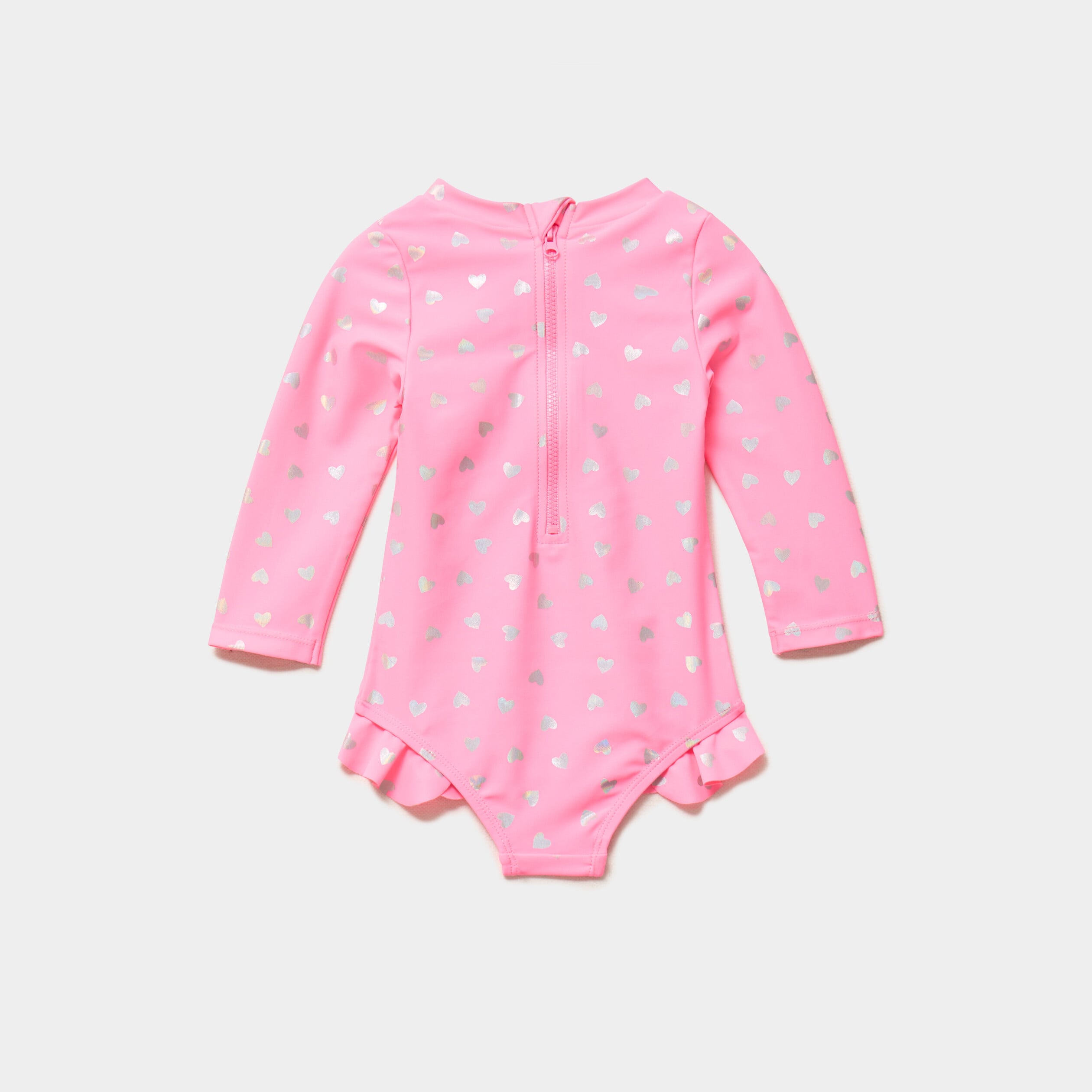 Combinaison de bain UV manches longues rose fluo b&eacute;b&eacute; fille